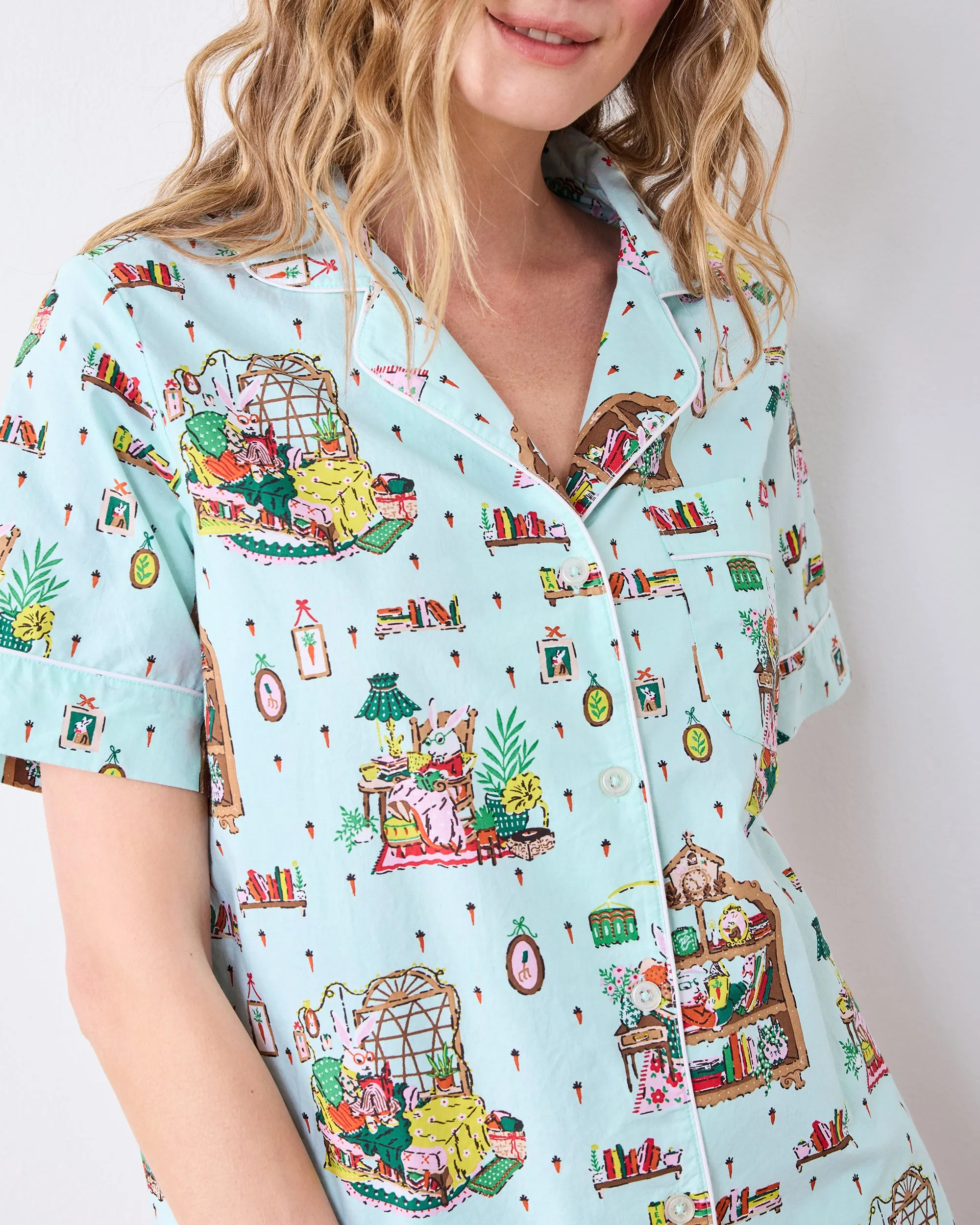 Reading Nook - Short PJ Set - Blue Burrow sold by Printfresh product image thumbnail 3