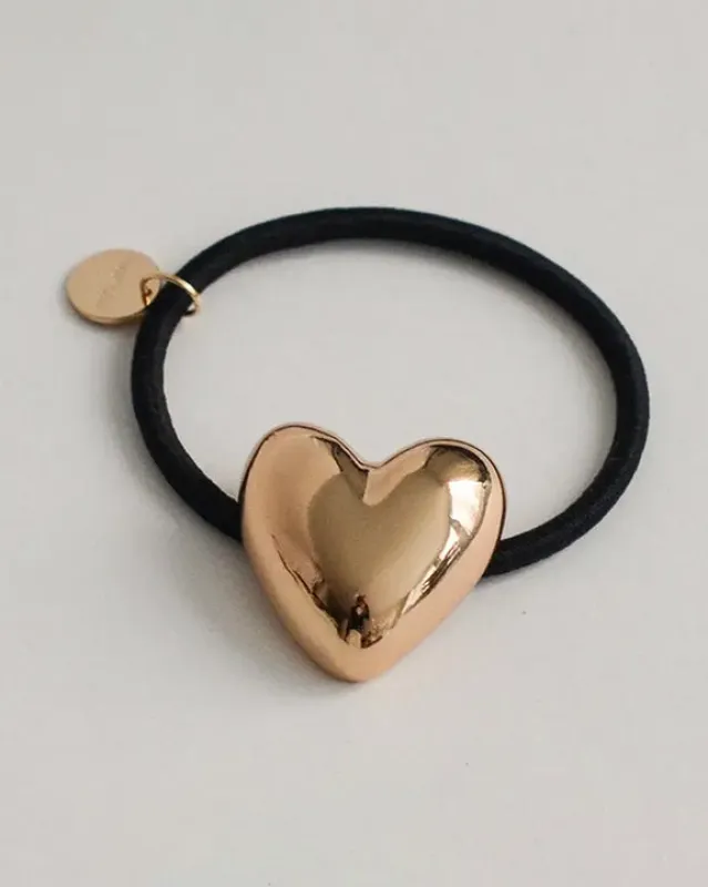 Gold - Heart Shaped Metal Cuff Hair Tie - Nar'sha made by Printfresh