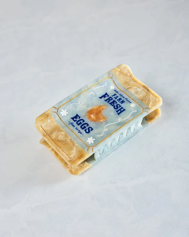 Blue Combo - Hand Painted Farm Fresh Eggs Claw Hair Clip - Solar Eclipse sold by Printfresh