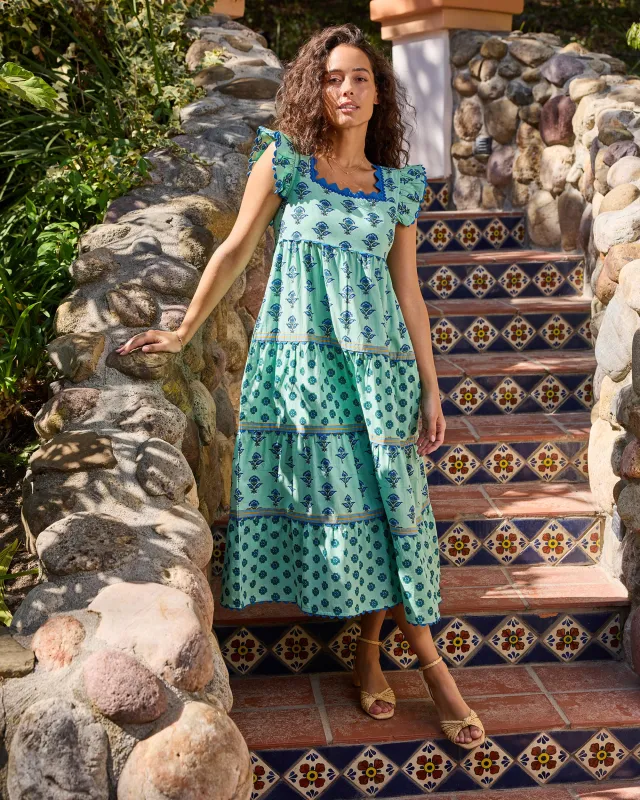 Aviary Flowers - Dunmore Dress - Soft Sage sold by Printfresh