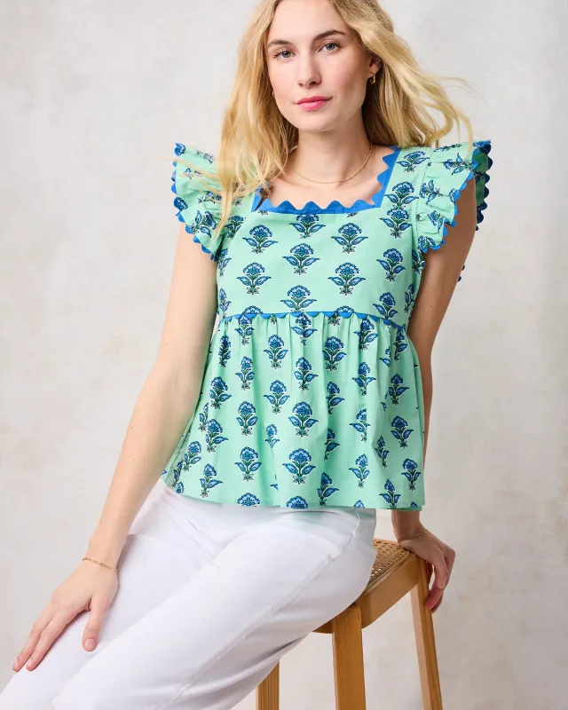 Aviary Flowers - Dunmore Blouse - Soft Sage made by Printfresh