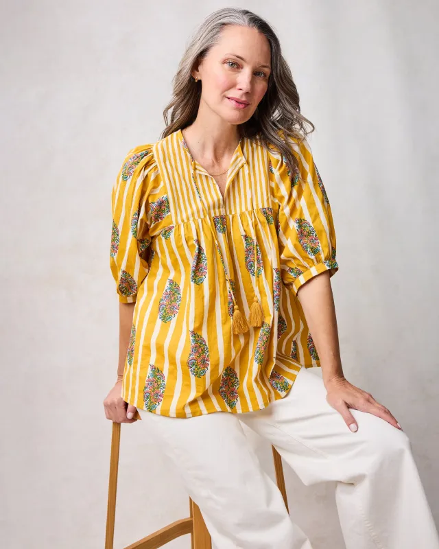 Paisley Petals - Greta Blouse - Chamomile Glow made by Printfresh