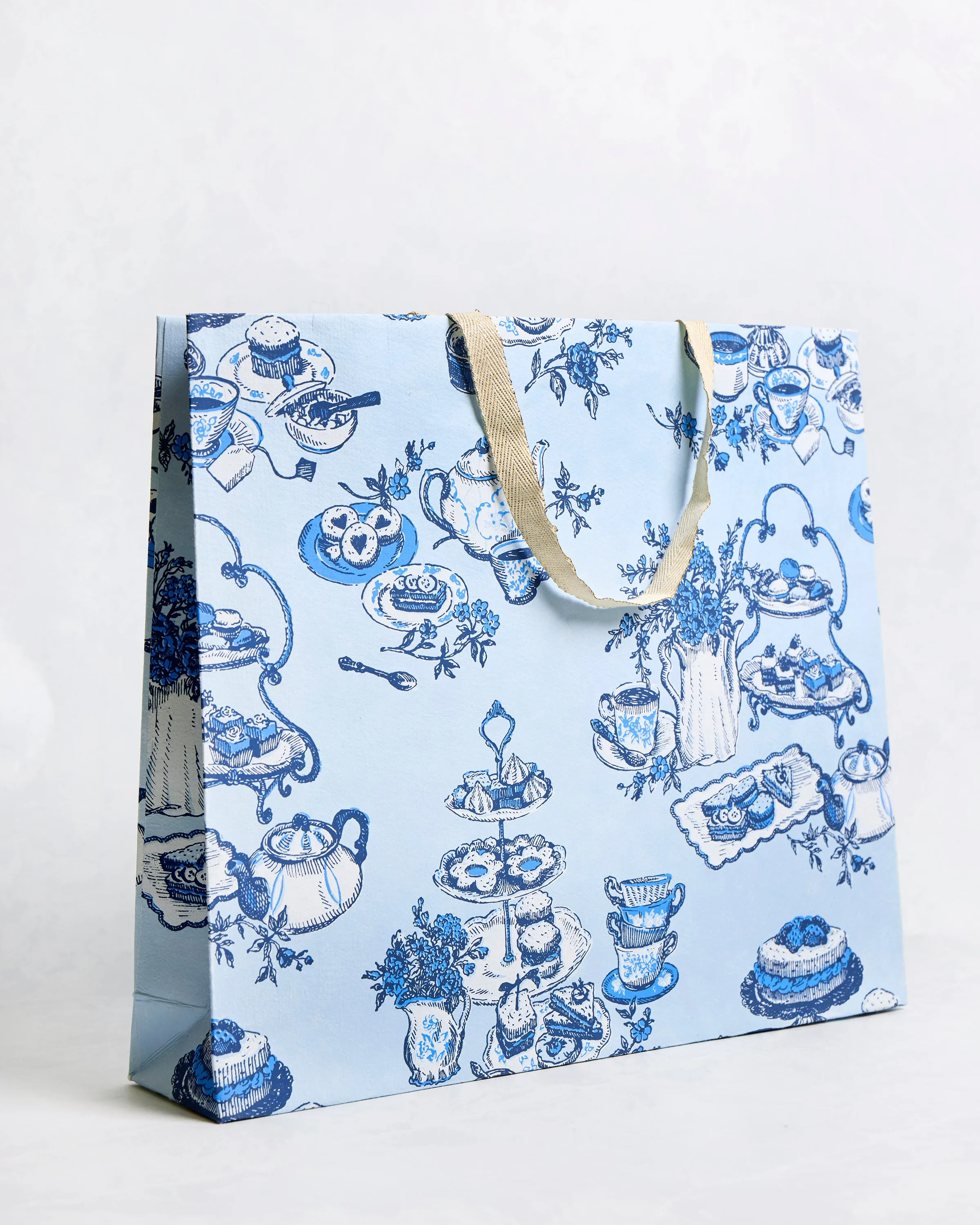 High Tea Toile - Handmade Gift Bag - Notting Hill Blue sold by Printfresh