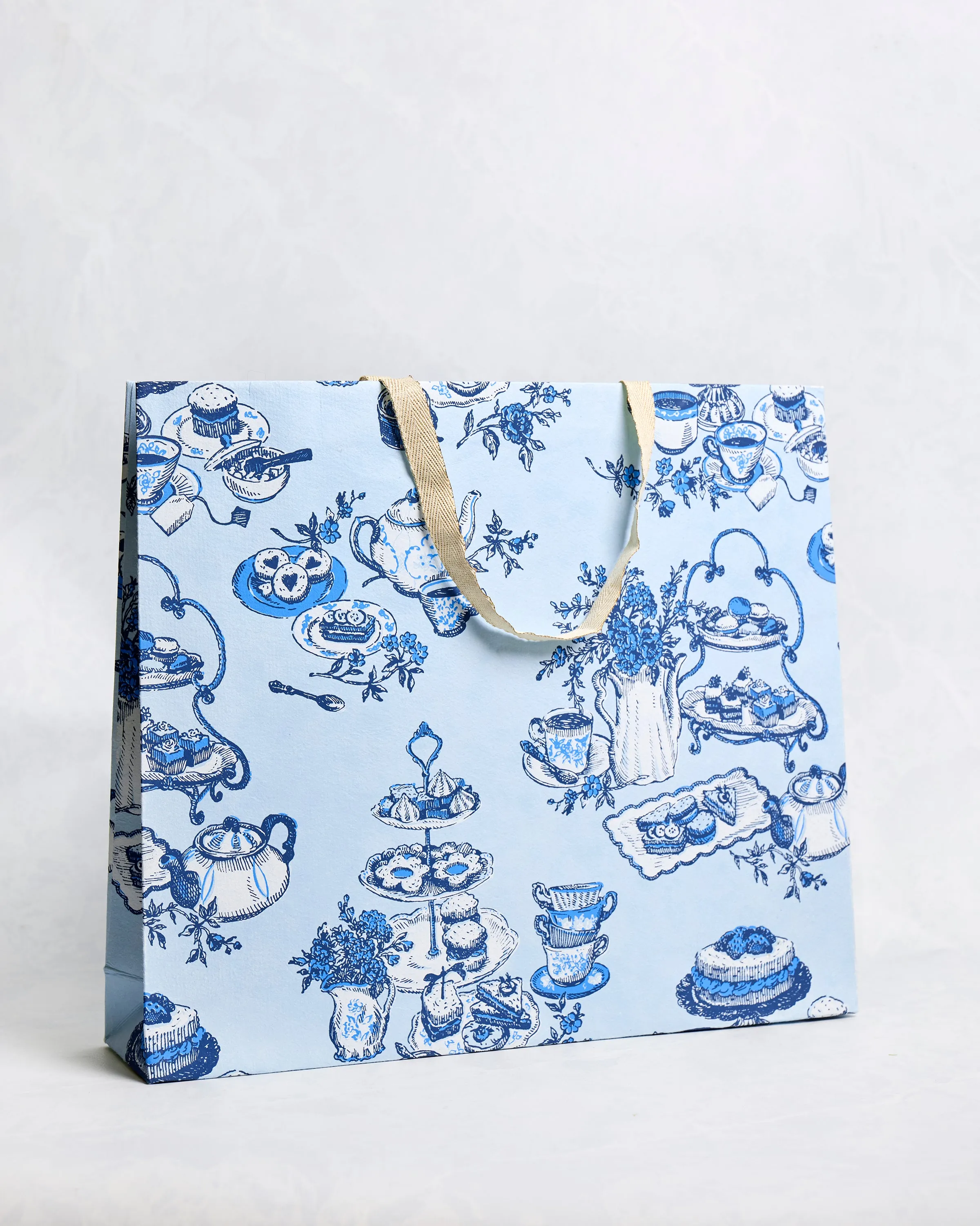 High Tea Toile - Handmade Gift Bag - Notting Hill Blue sold by Printfresh product image thumbnail 2