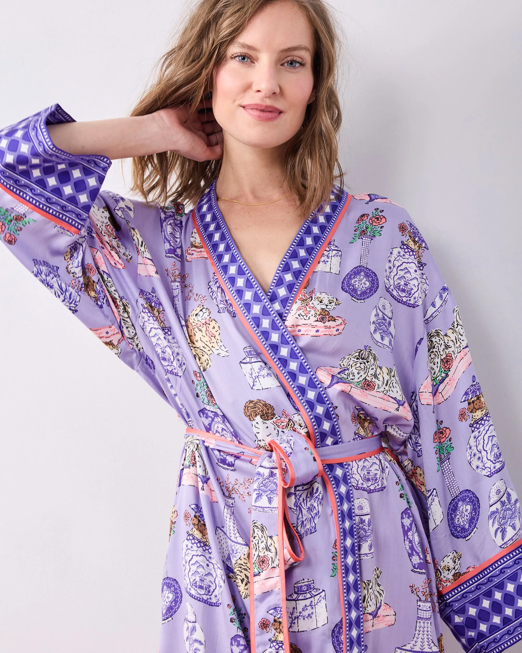 Fancy Dogs - Eco Satin Chic to Sleep Nightie & Robe Bundle - Lavender Glaze sold by Printfresh product image thumbnail 4