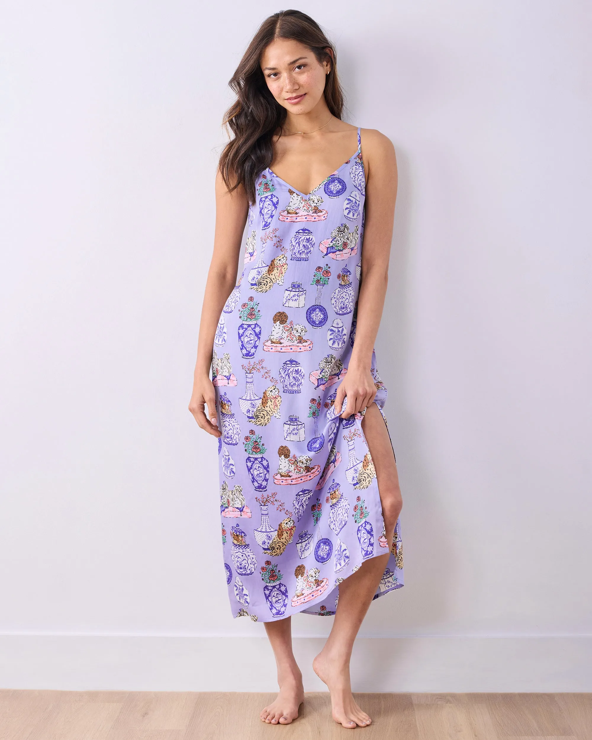 Fancy Dogs - Eco Satin Chic to Sleep Nightie & Robe Bundle - Lavender Glaze sold by Printfresh product image thumbnail 3