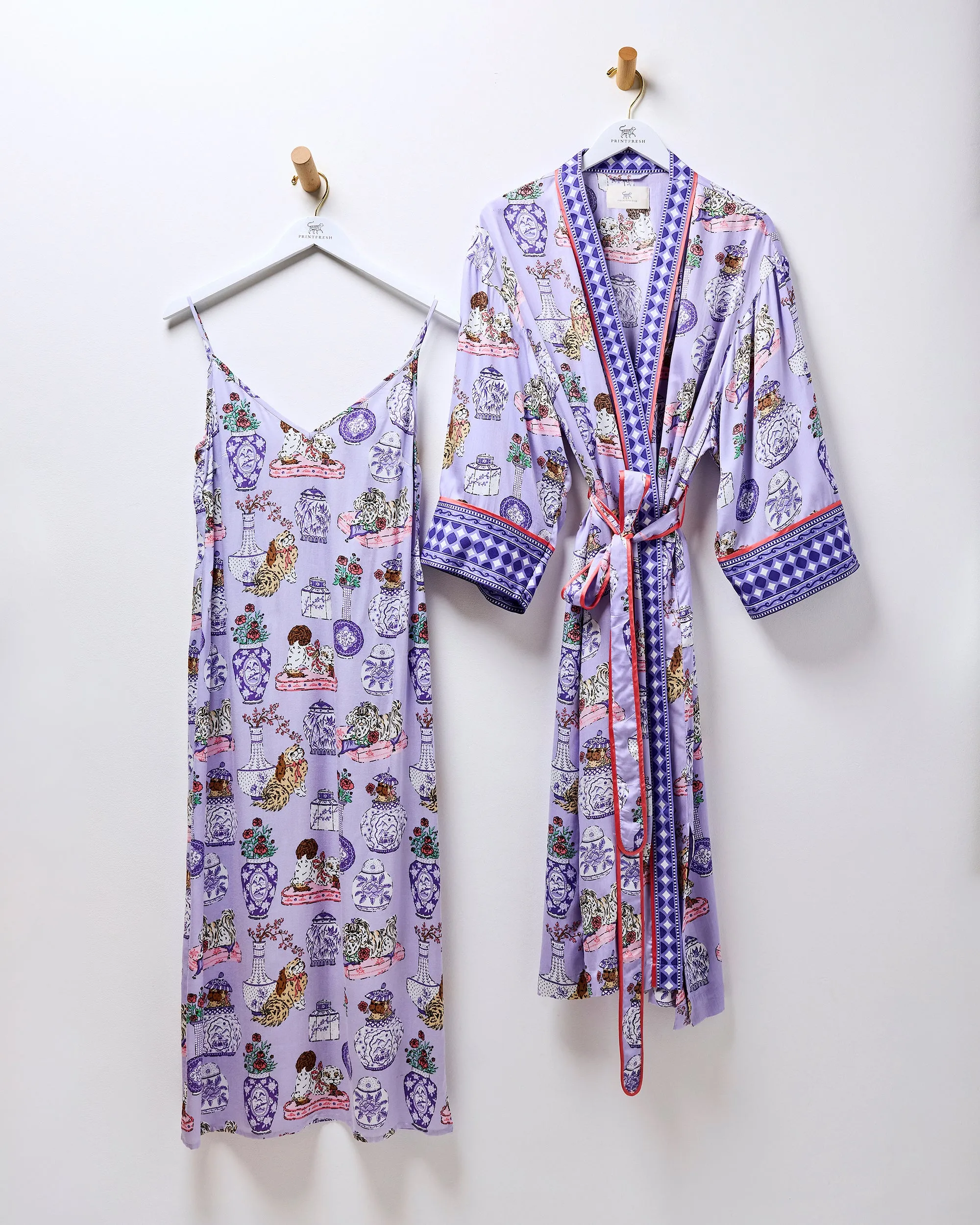 Fancy Dogs - Eco Satin Chic to Sleep Nightie & Robe Bundle - Lavender Glaze sold by Printfresh