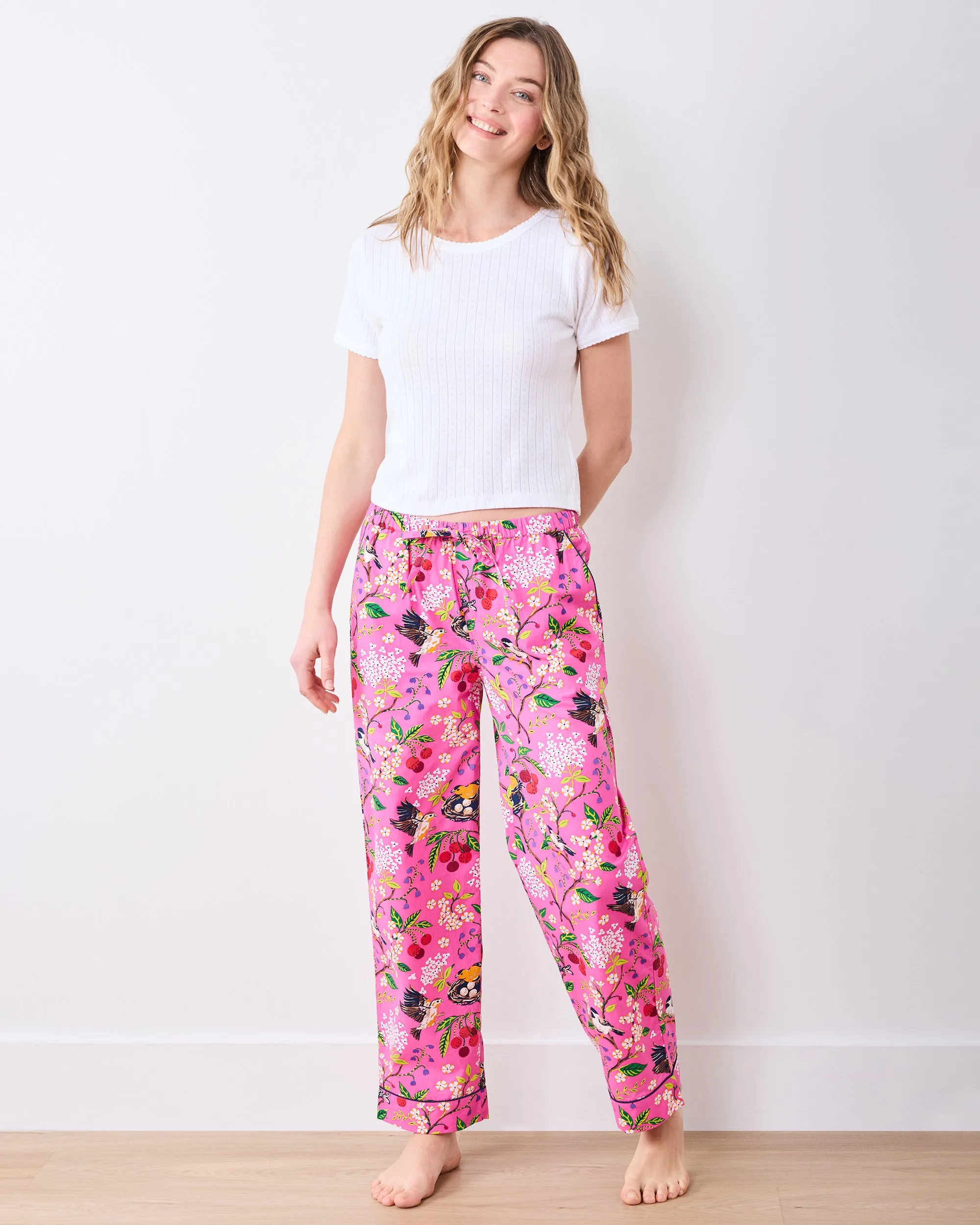 Bird & Blossom - Tall PJ Pants - Fuchsia Berry sold by Printfresh