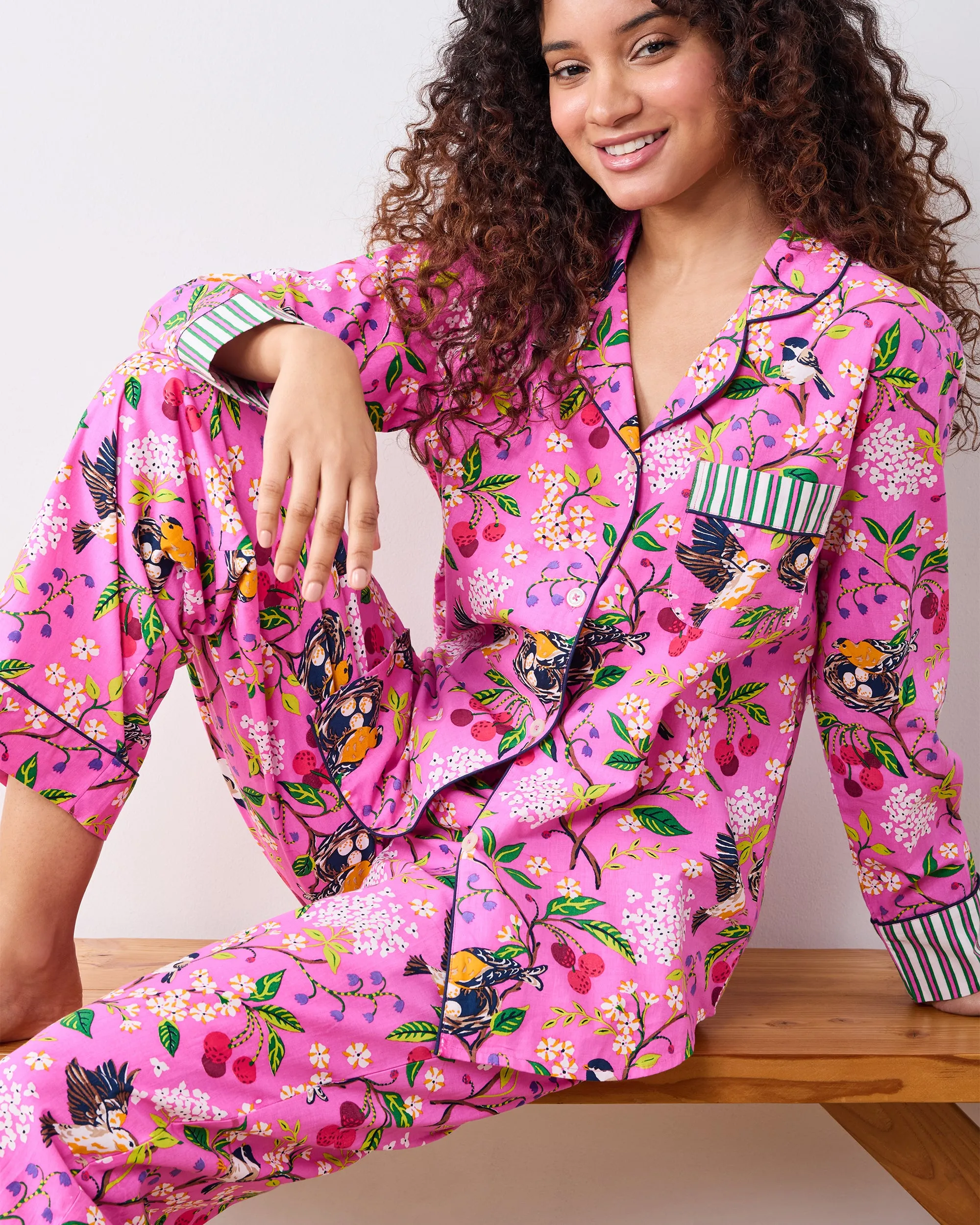 Bird & Blossom - Petite Long PJ Set - Fuchsia Berry sold by Printfresh product image thumbnail 5