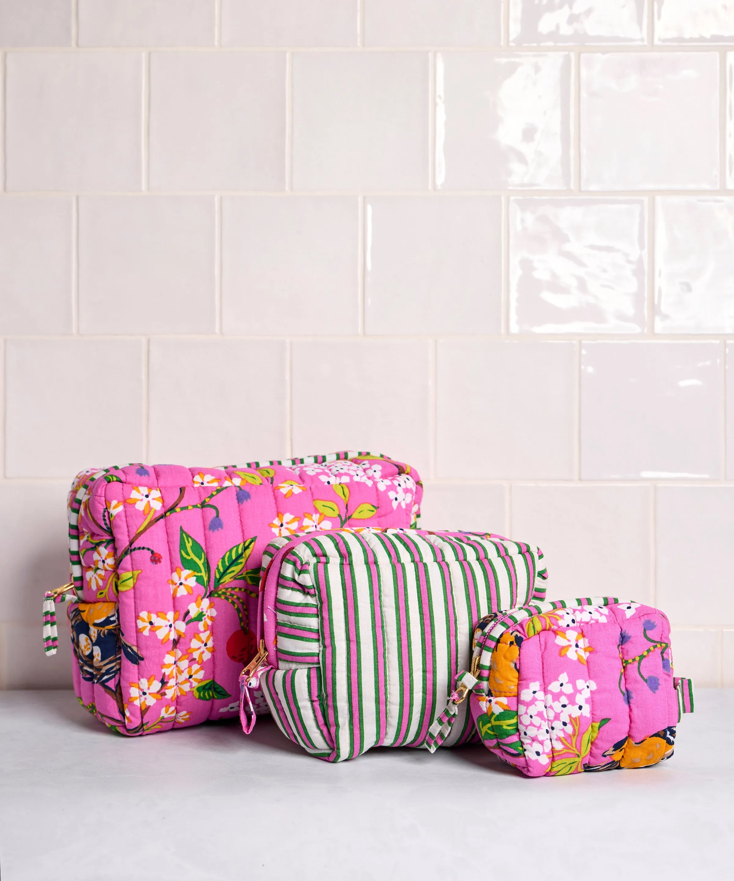 Bird & Blossom - Three's Best Pouch Set - Fuchsia Berry sold by Printfresh product image thumbnail 5