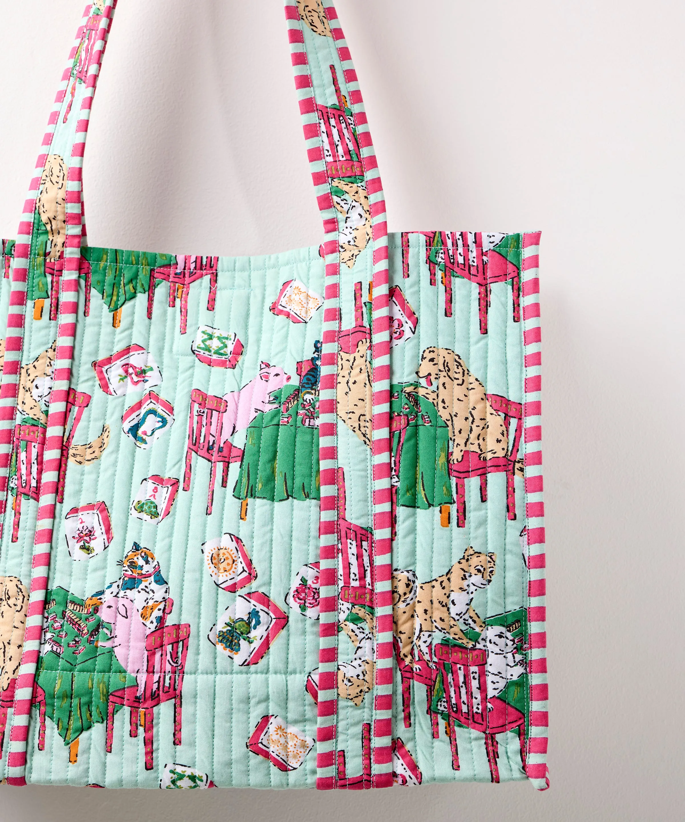 Mah Jongg Menagerie - Petite Traveler Tote - Pale Jade sold by Printfresh product image thumbnail 2