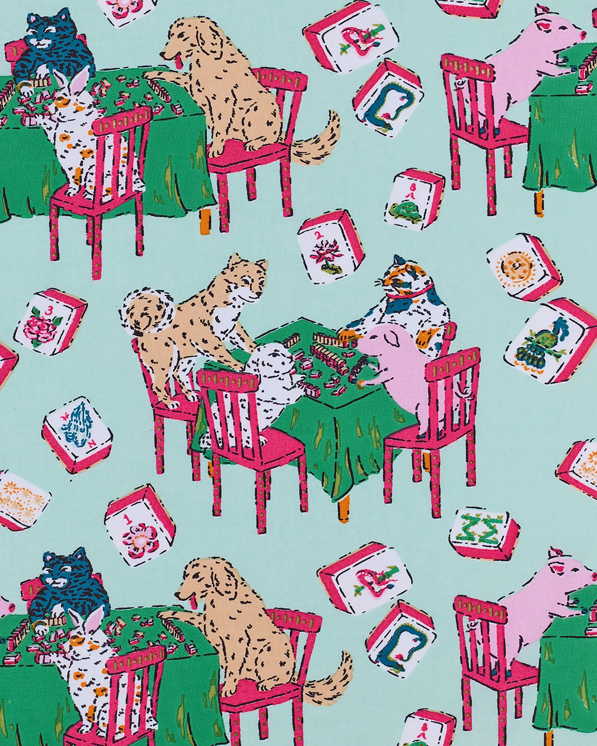 Mah Jongg Menagerie - Petite Traveler Tote - Pale Jade sold by Printfresh product image thumbnail 4