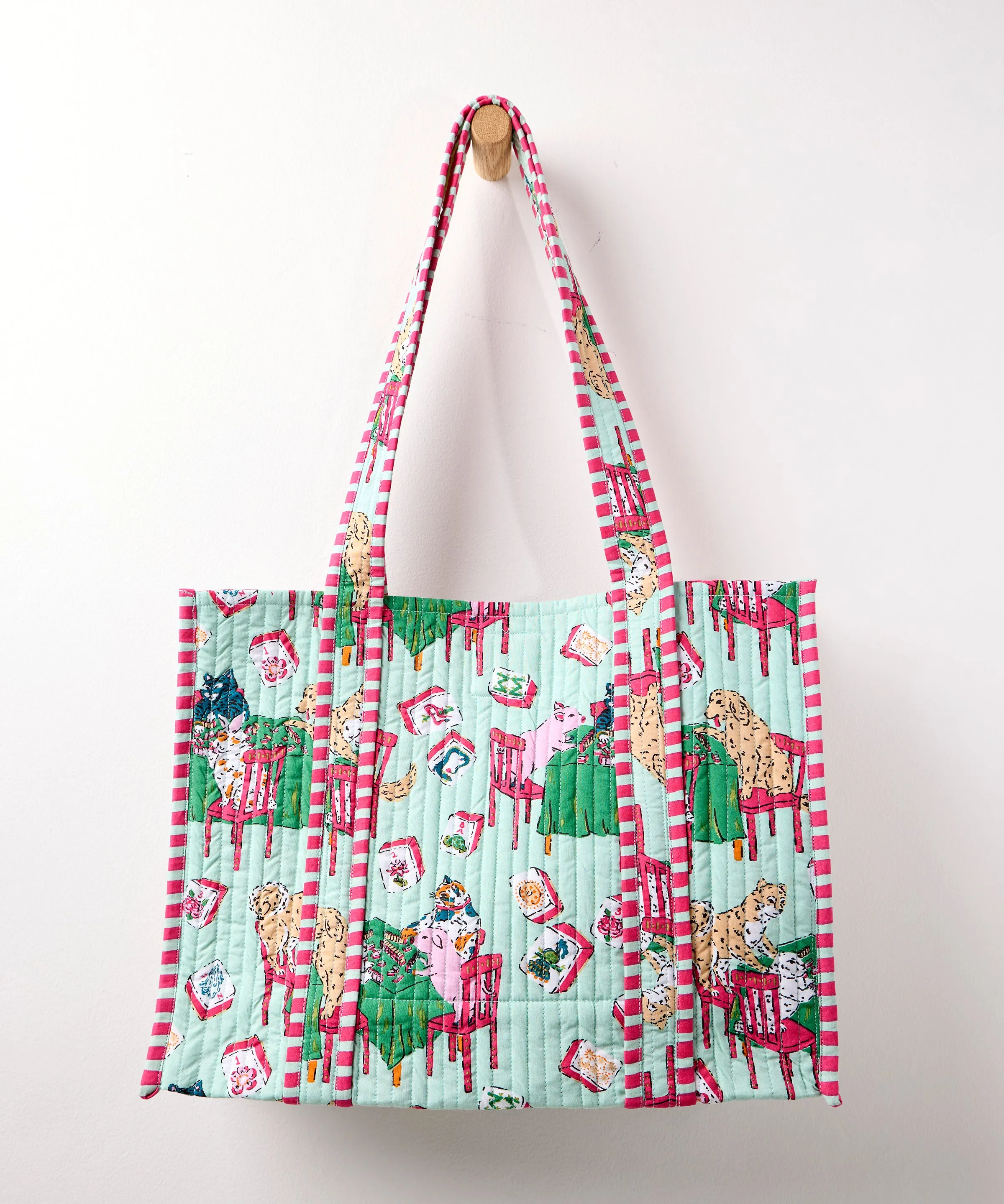 Mah Jongg Menagerie - Petite Traveler Tote - Pale Jade sold by Printfresh product image thumbnail 3