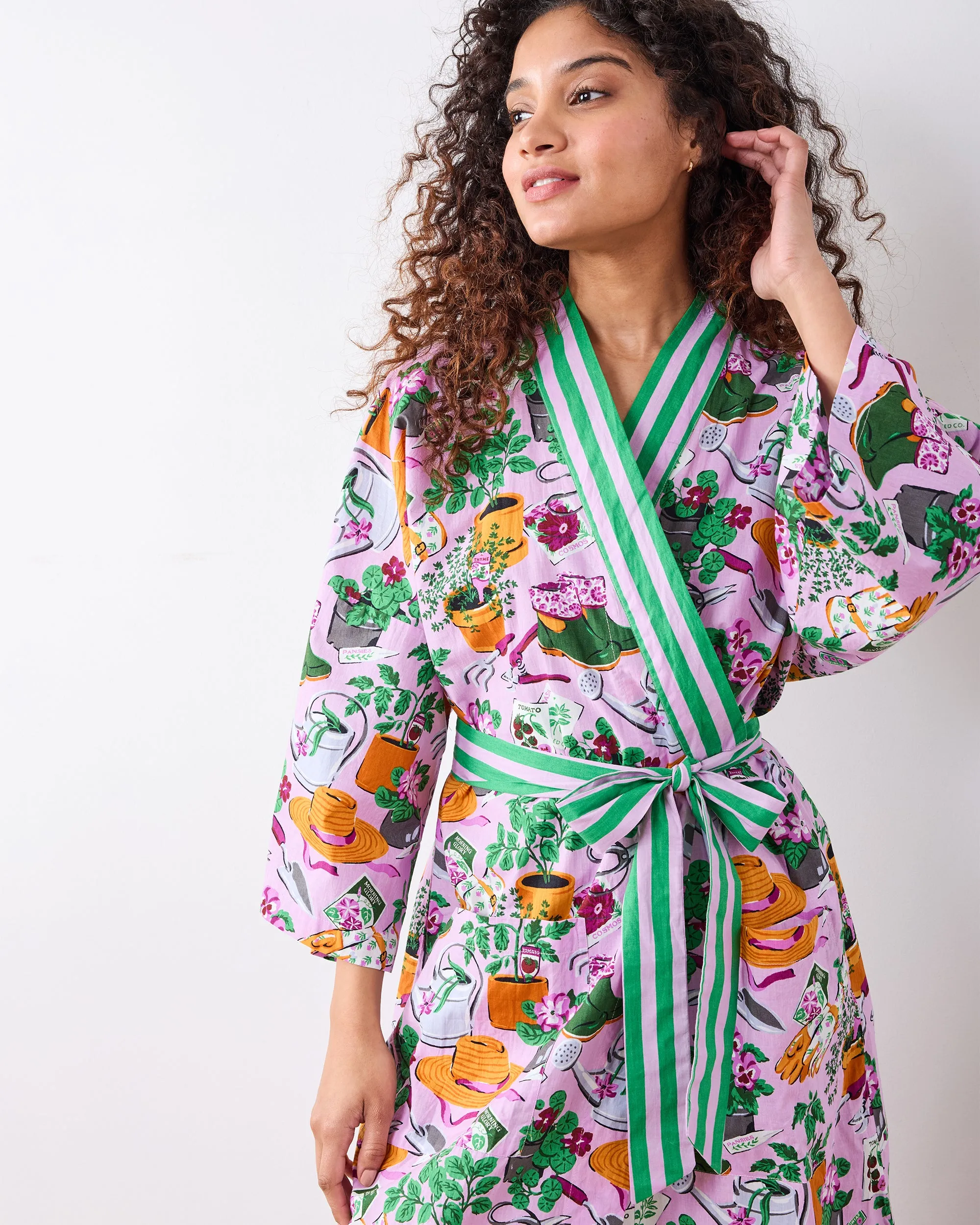 Green Thumb - Long Robe - Pink Cosmos sold by Printfresh product image thumbnail 5