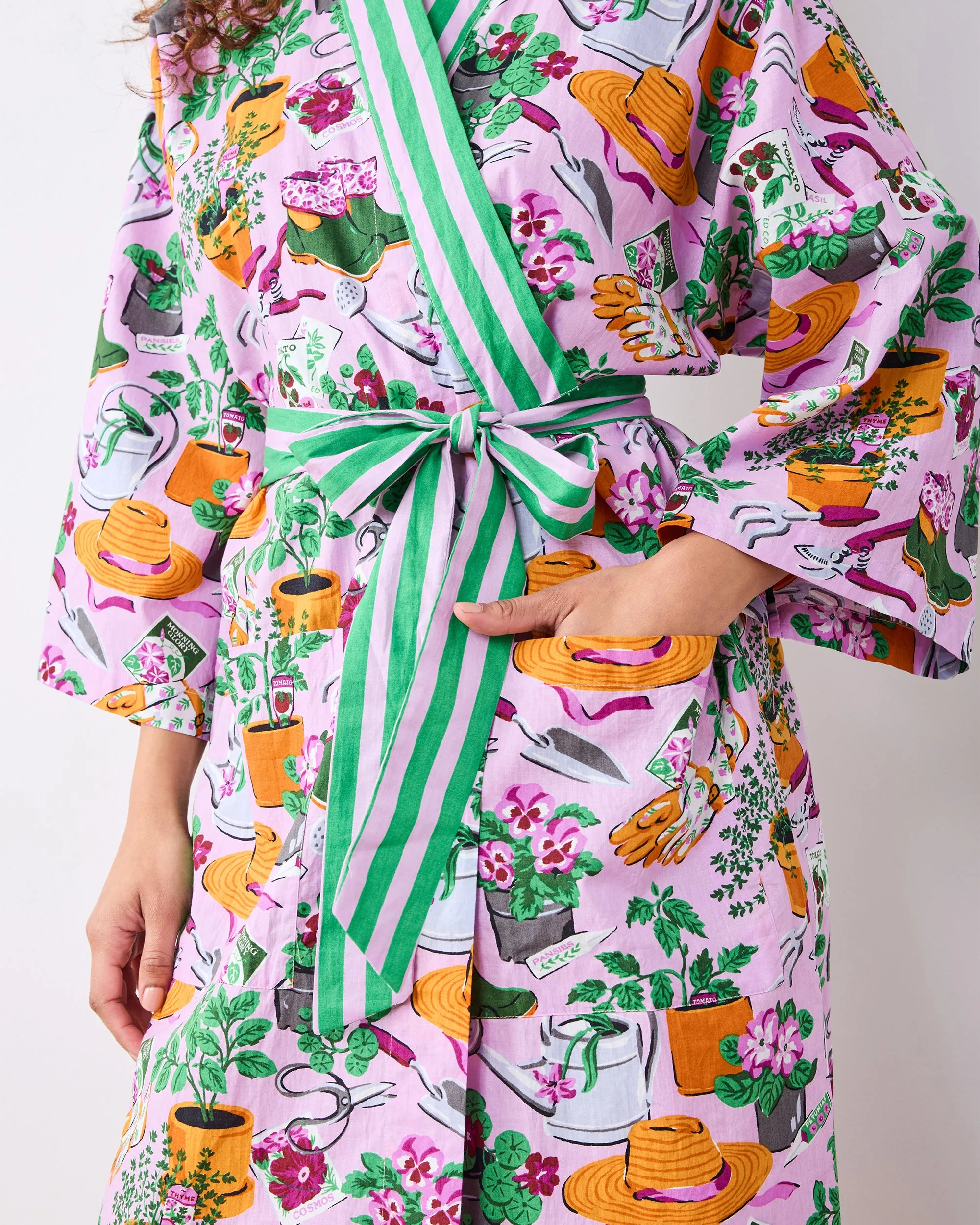 Green Thumb - Long Robe - Pink Cosmos sold by Printfresh product image thumbnail 3
