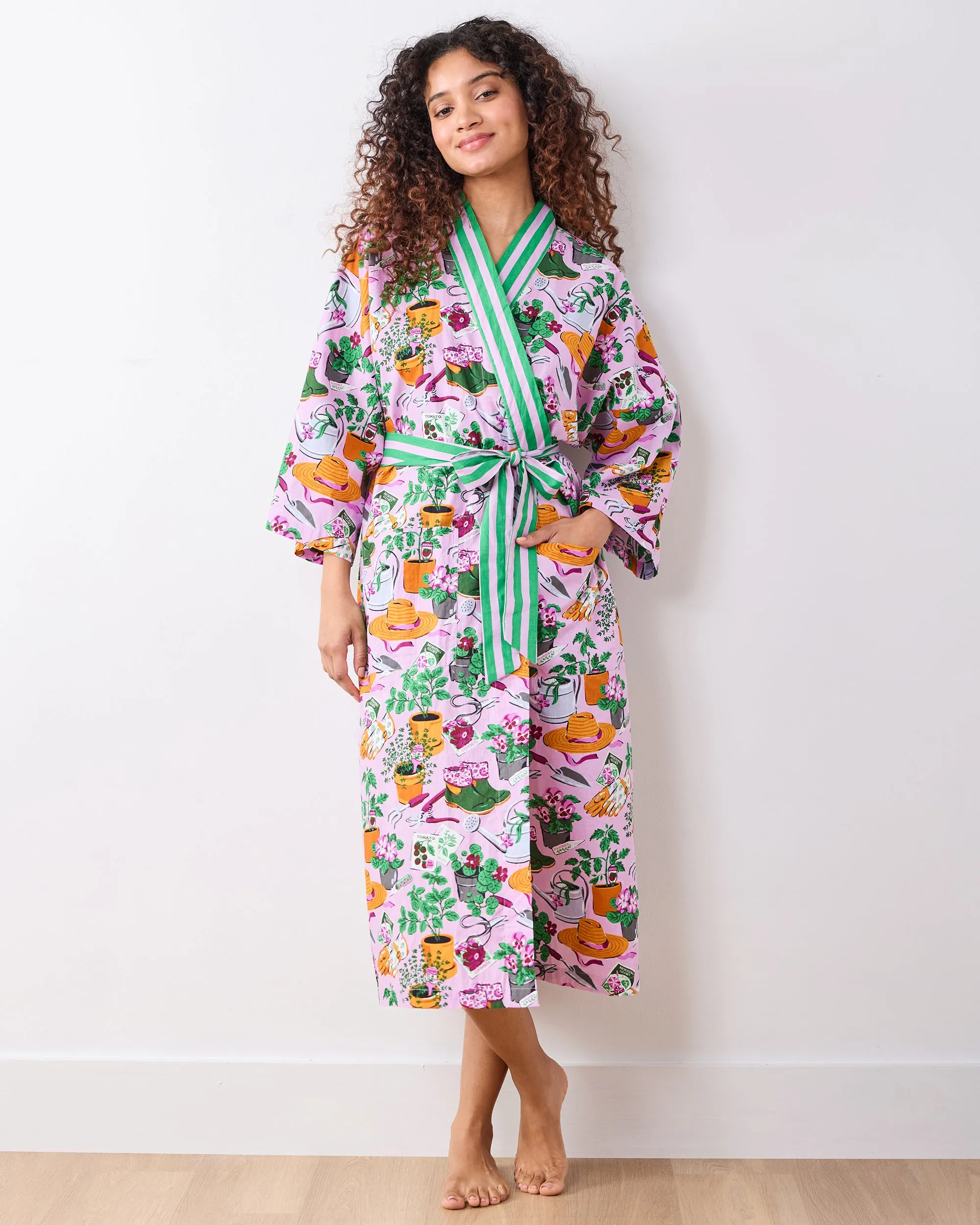 Green Thumb - Long Robe - Pink Cosmos sold by Printfresh product image thumbnail 2