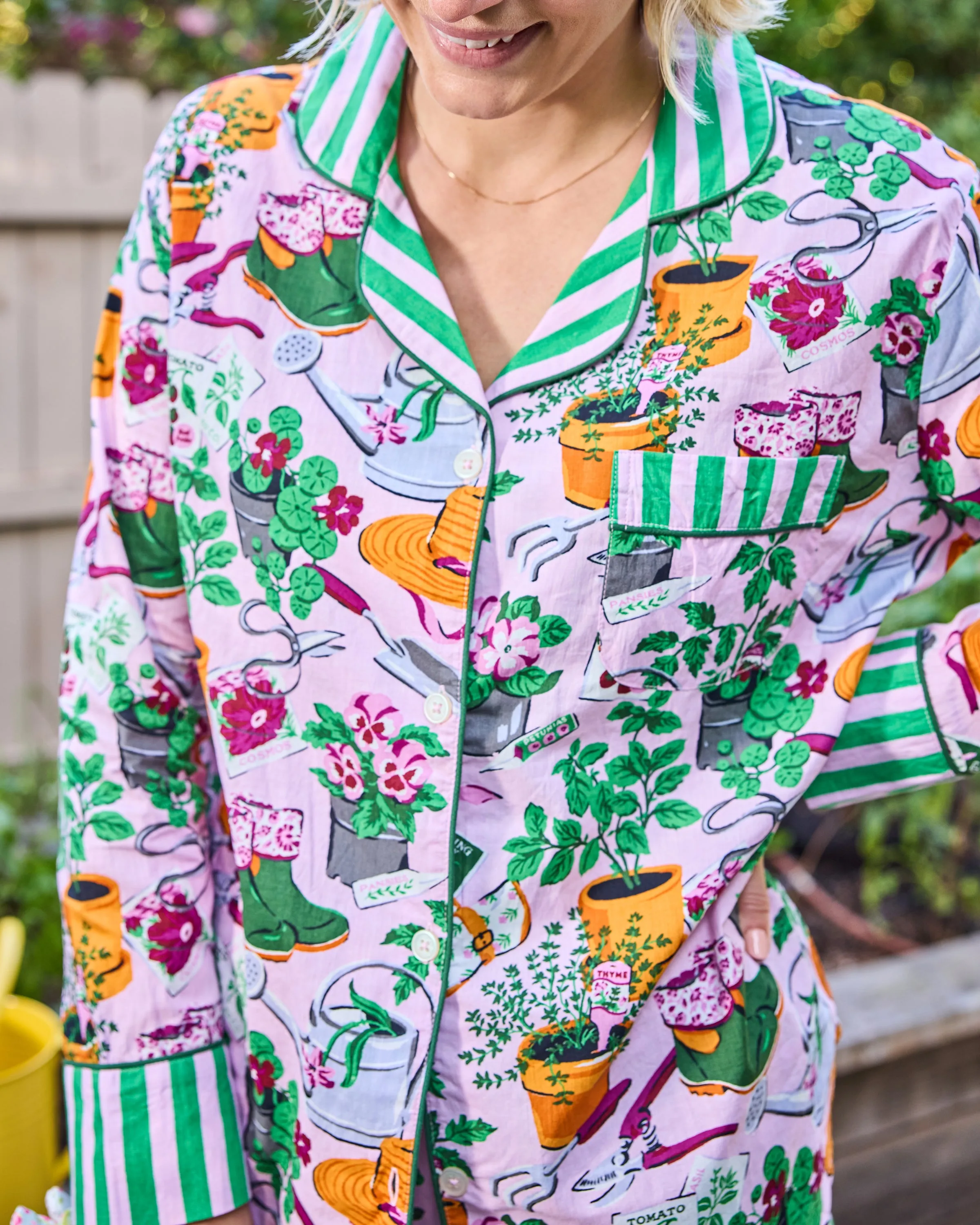 Green Thumb - Long PJ Set - Pink Cosmos sold by Printfresh product image thumbnail 2