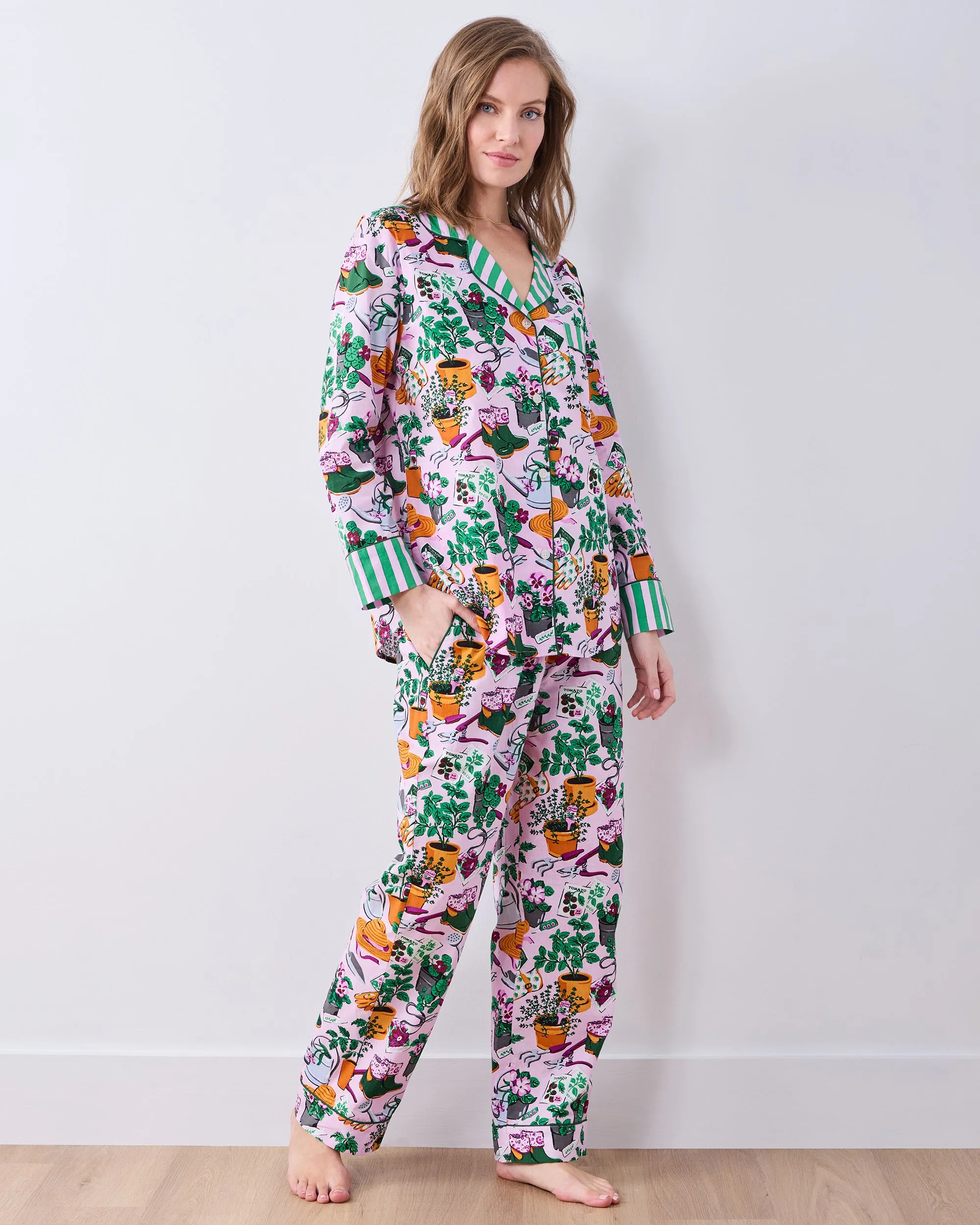 Green Thumb - Long PJ Set - Pink Cosmos sold by Printfresh product image thumbnail 3