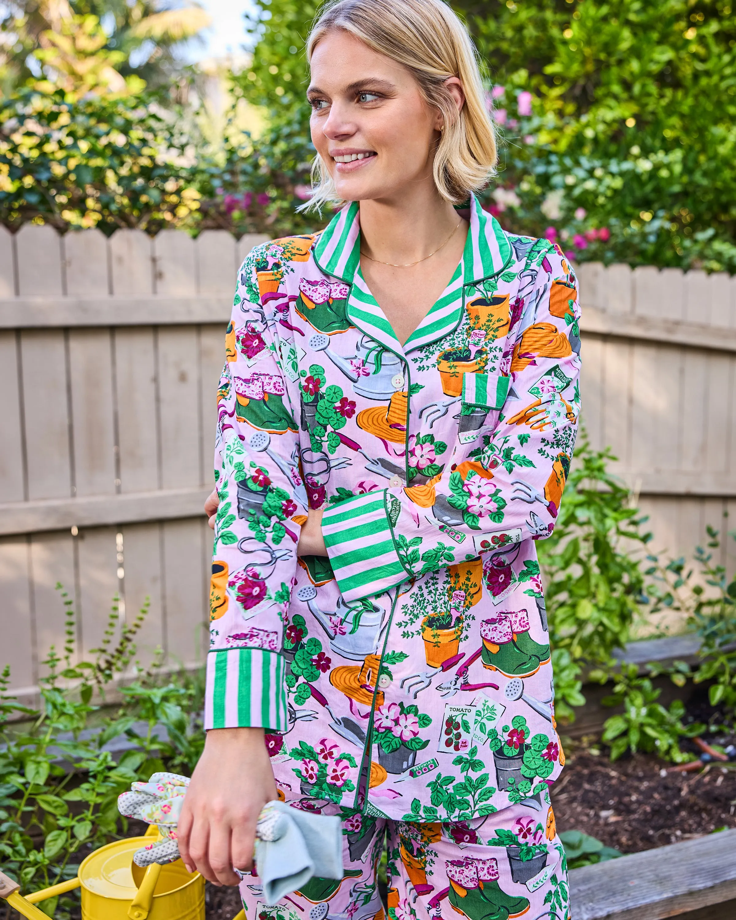 Green Thumb - Long PJ Set - Pink Cosmos sold by Printfresh