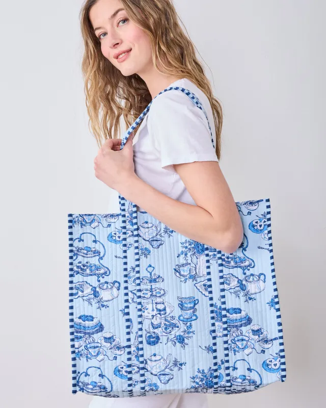 High Tea Toile - Traveler Tote - Notting Hill Blue made by Printfresh