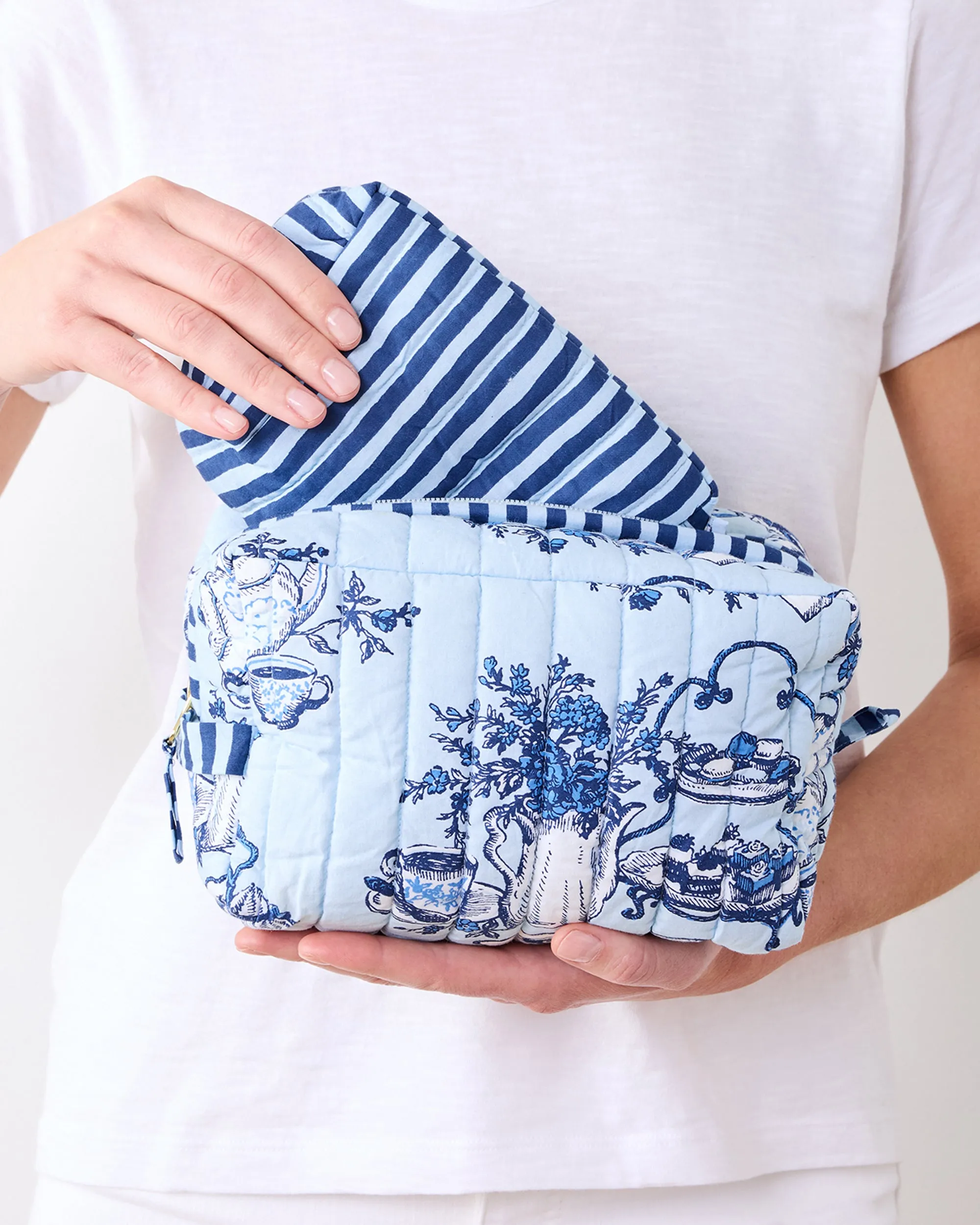 High Tea Toile - Three’s Best Pouch Set - Notting Hill Blue sold by Printfresh product image thumbnail 4