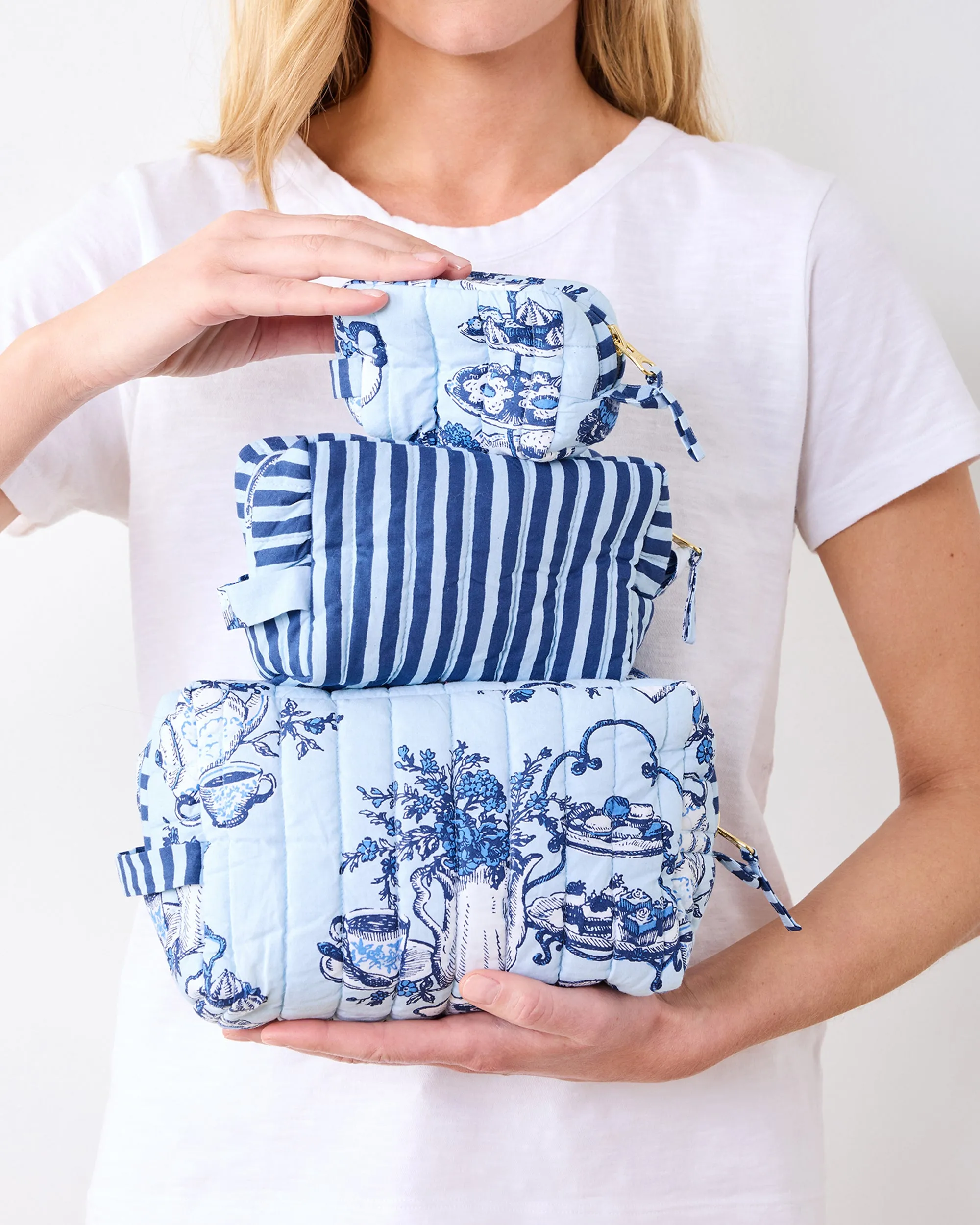 High Tea Toile - Three’s Best Pouch Set - Notting Hill Blue sold by Printfresh product image thumbnail 2