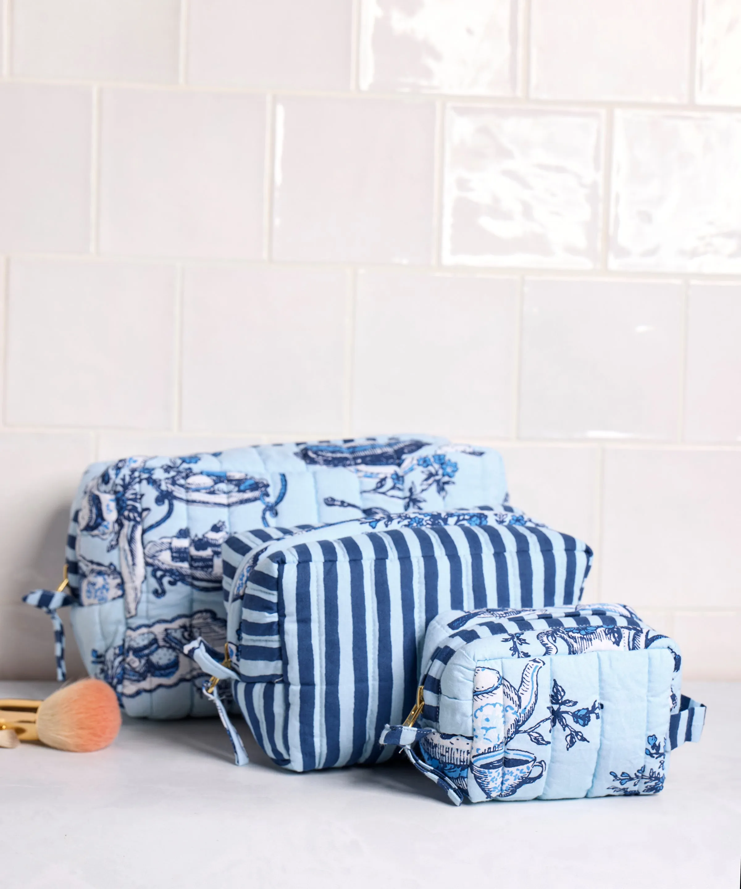 High Tea Toile - Three’s Best Pouch Set - Notting Hill Blue sold by Printfresh product image thumbnail 5