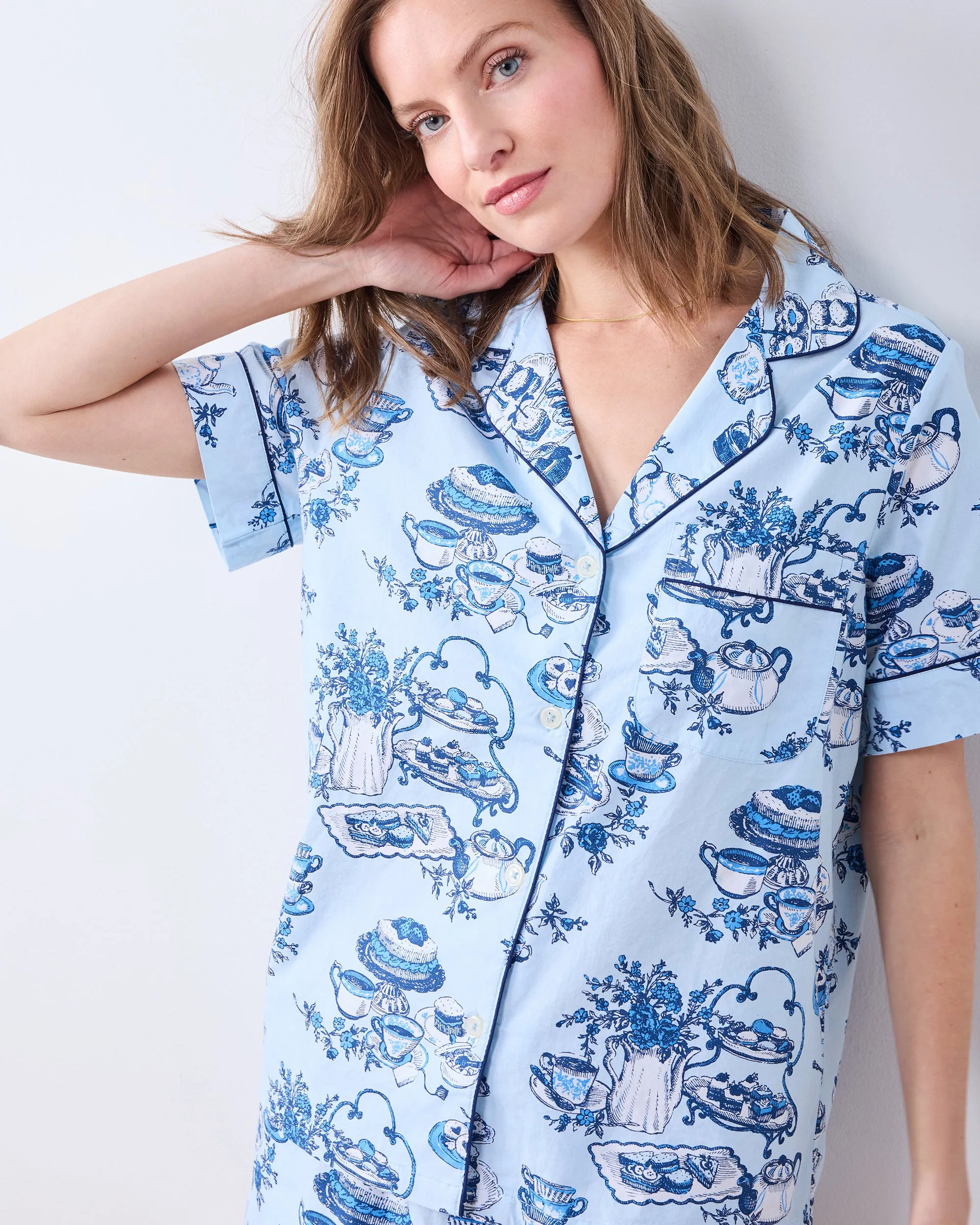 High Tea Toile - Short PJ Set - Notting Hill Blue sold by Printfresh