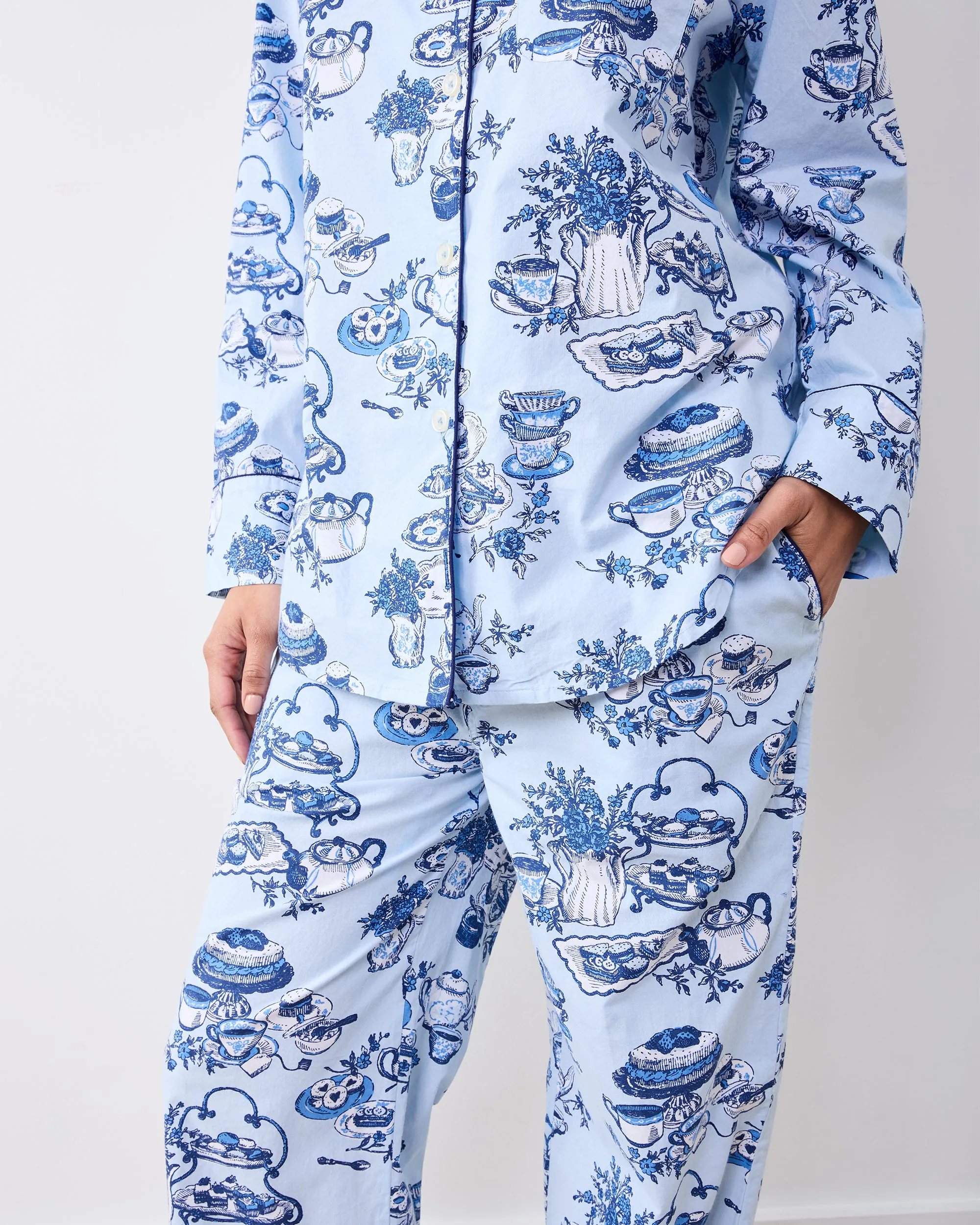 High Tea Toile - Long PJ Set - Notting Hill Blue sold by Printfresh product image thumbnail 3