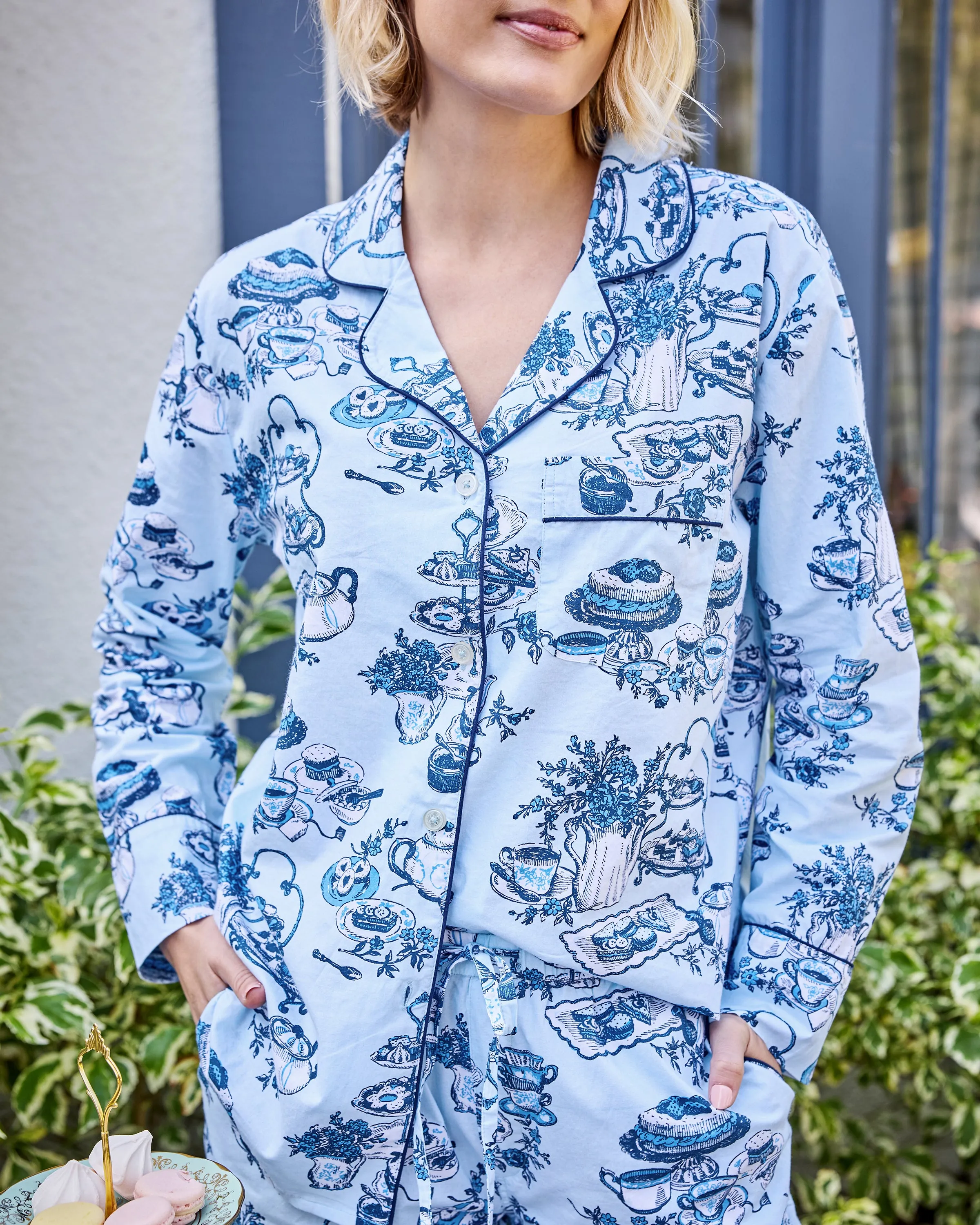 High Tea Toile - Tall Long PJ Set - Notting Hill Blue sold by Printfresh product image thumbnail 4