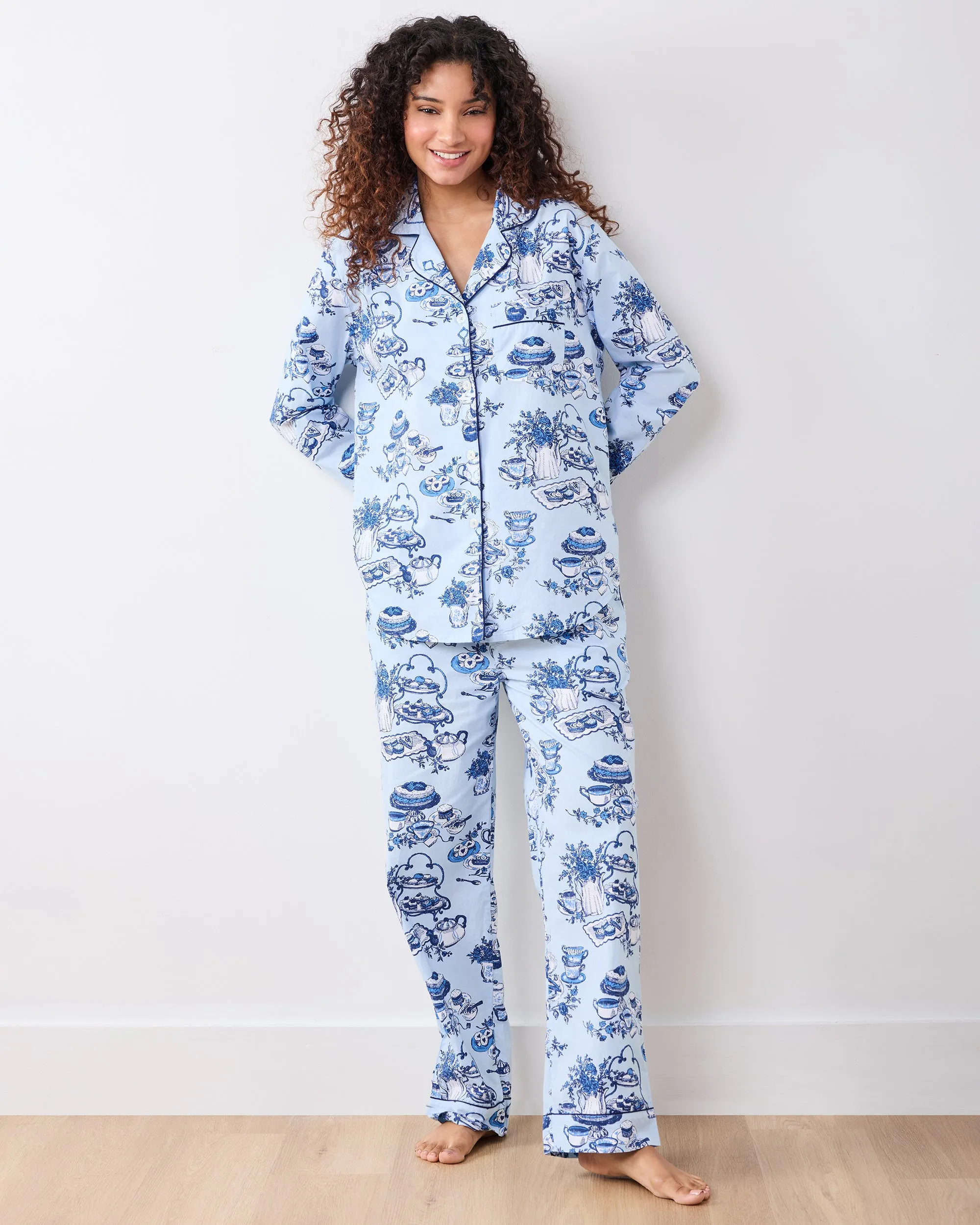 High Tea Toile - Tall Long PJ Set - Notting Hill Blue sold by Printfresh product image thumbnail 2