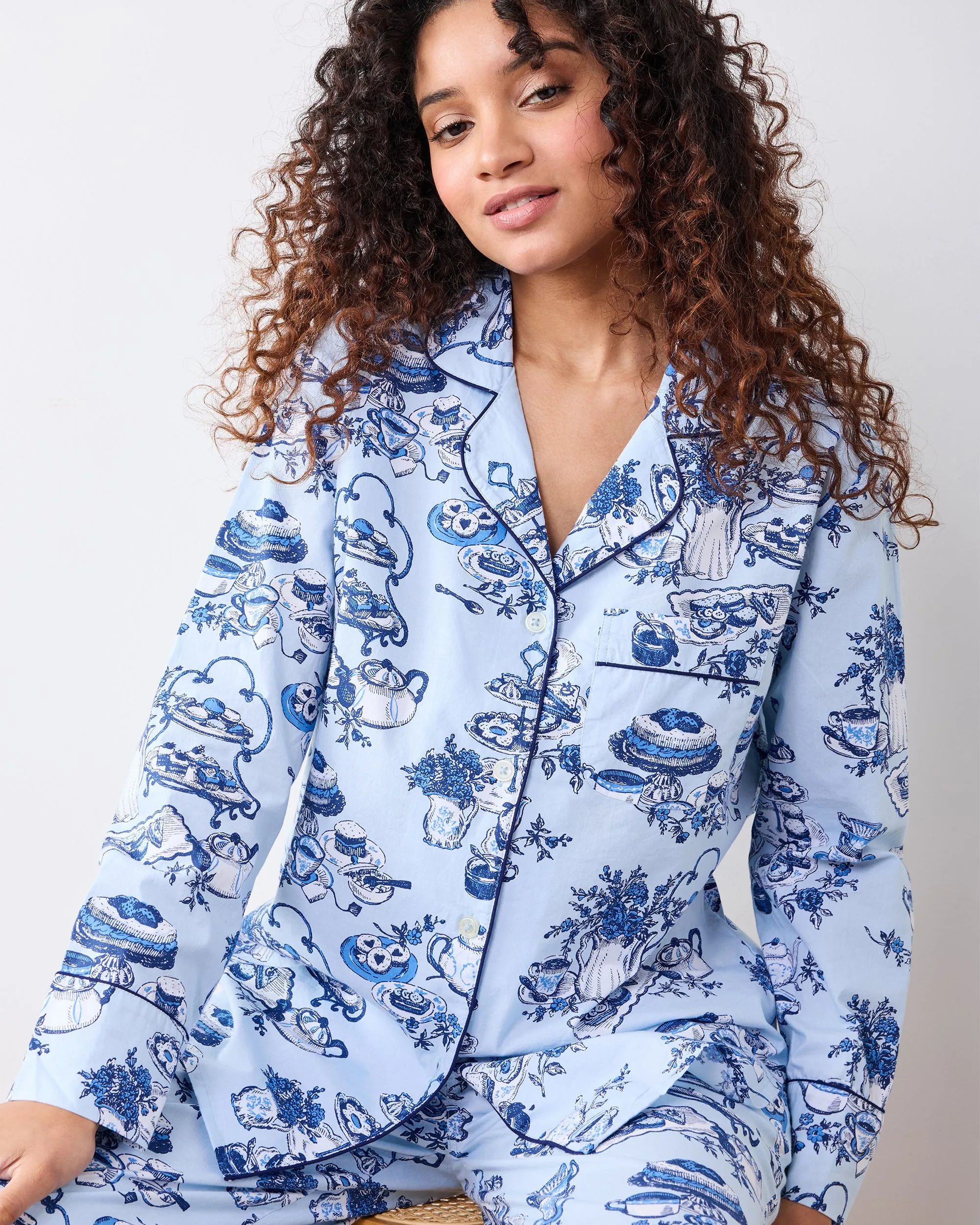 High Tea Toile - Petite Long PJ Set - Notting Hill Blue sold by Printfresh