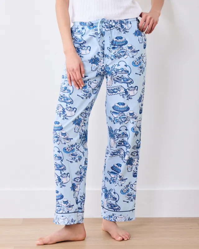 High Tea Toile - Tall PJ Pants - Notting Hill Blue made by Printfresh