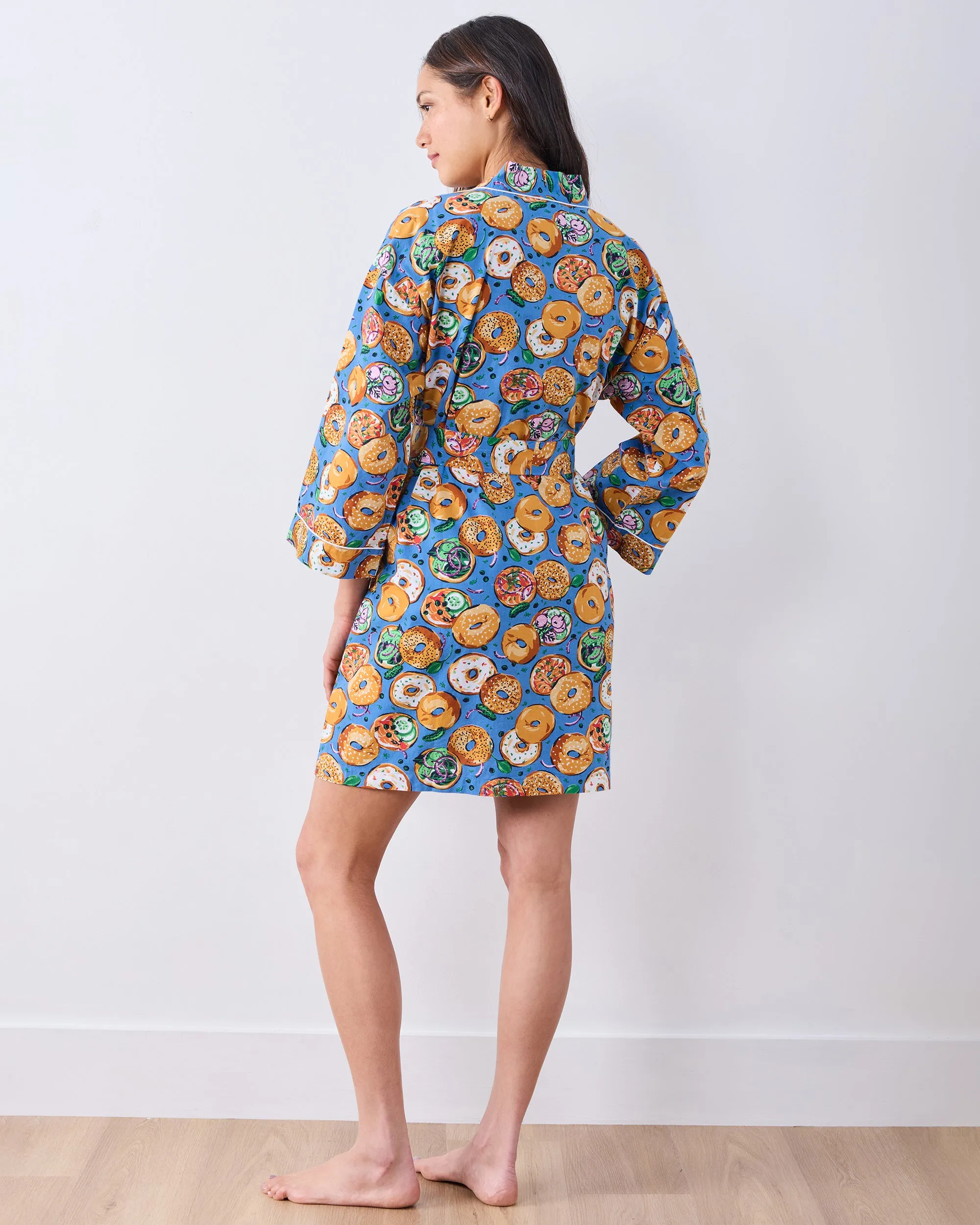 Bagels & Schmear - Getting Ready Robe - Brunch Blues sold by Printfresh product image thumbnail 4