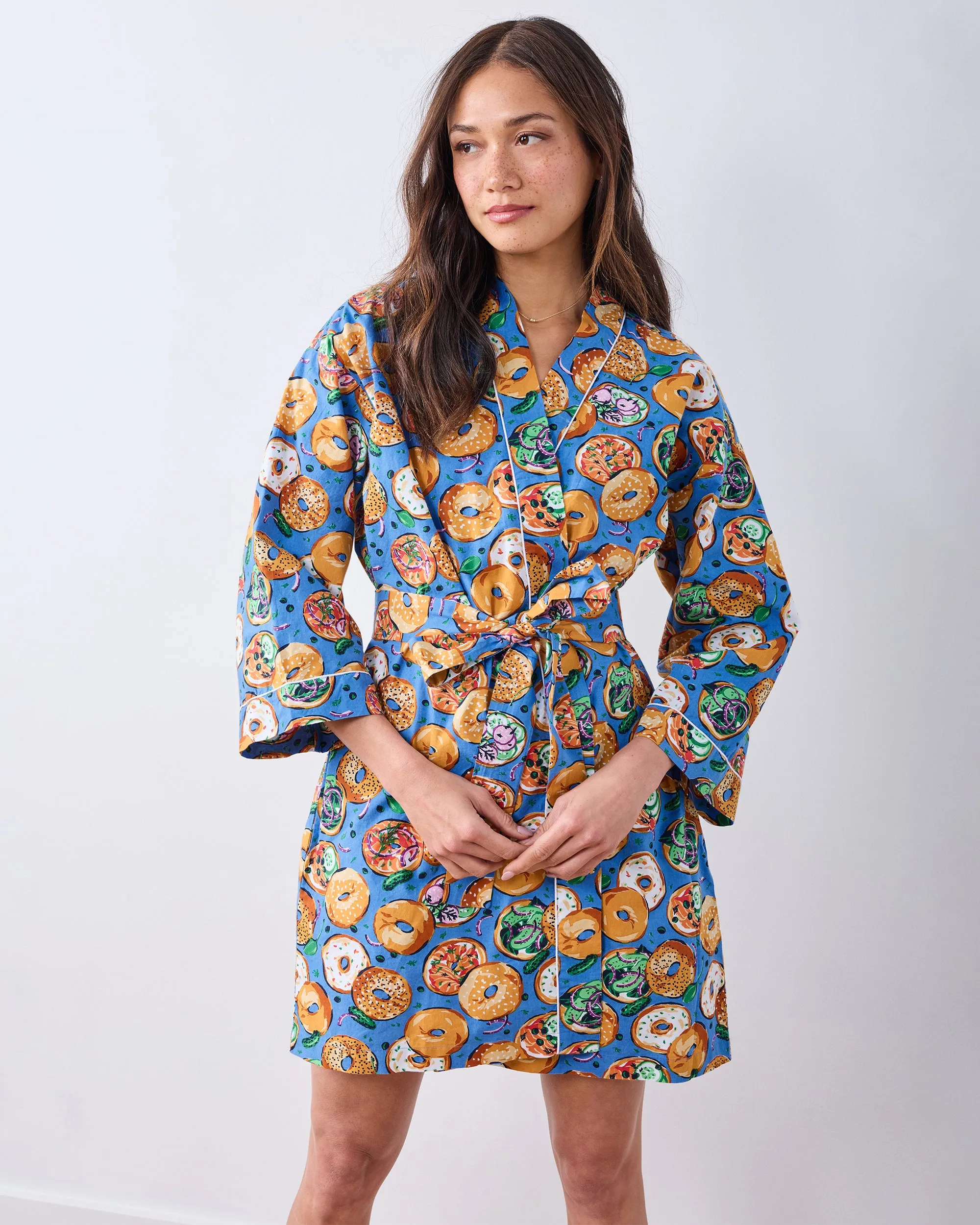 Bagels & Schmear - Getting Ready Robe - Brunch Blues sold by Printfresh product image thumbnail 3