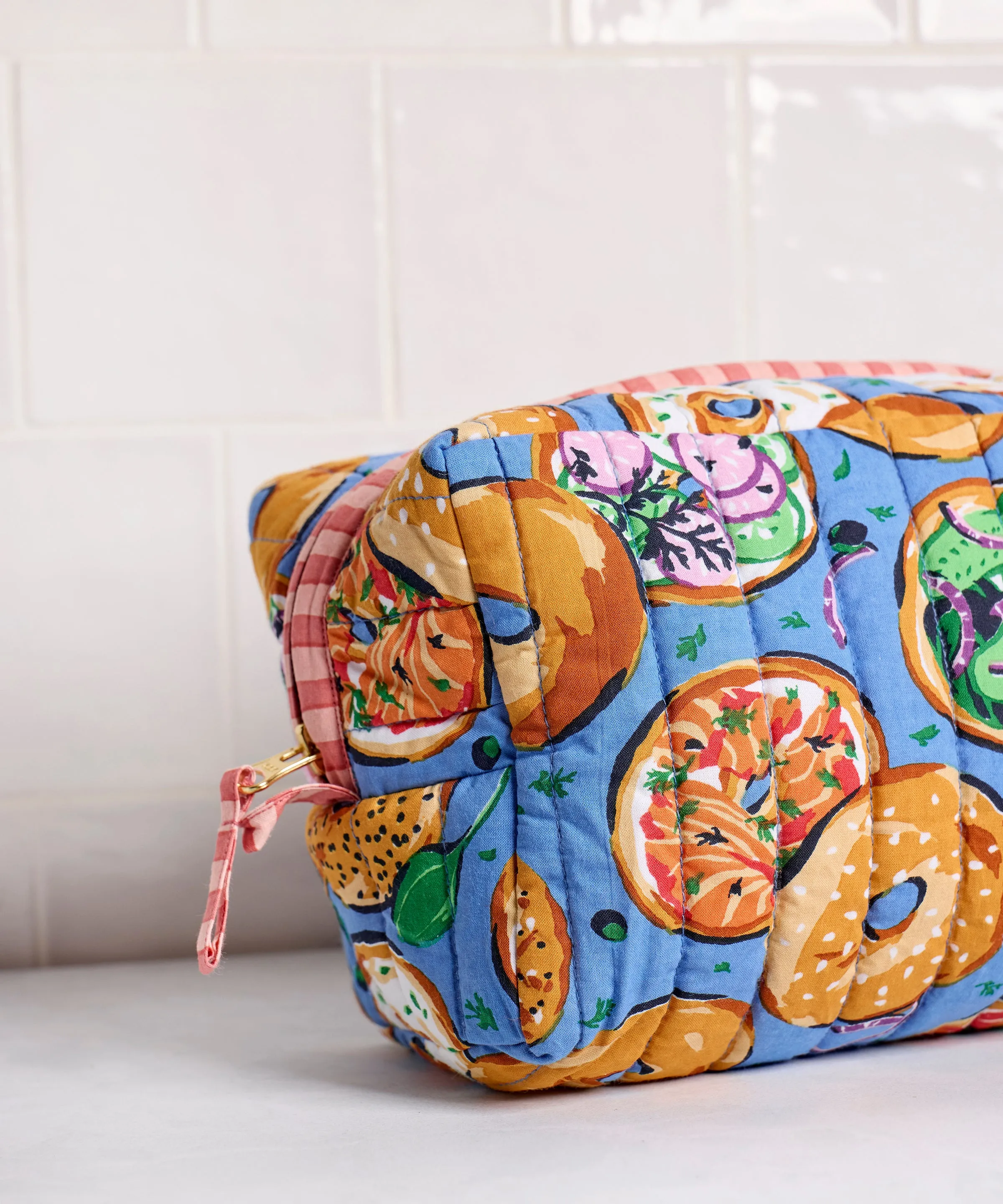 Bagels & Schmear - Quilted Pouch - Brunch Blues sold by Printfresh product image thumbnail 3