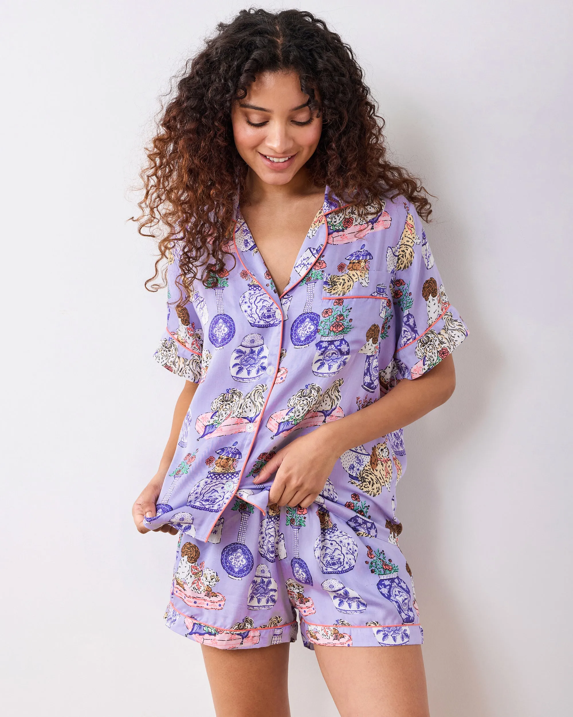 Fancy Dogs - Eco Satin Classic Short Set - Lavender Glaze sold by Printfresh product image thumbnail 2