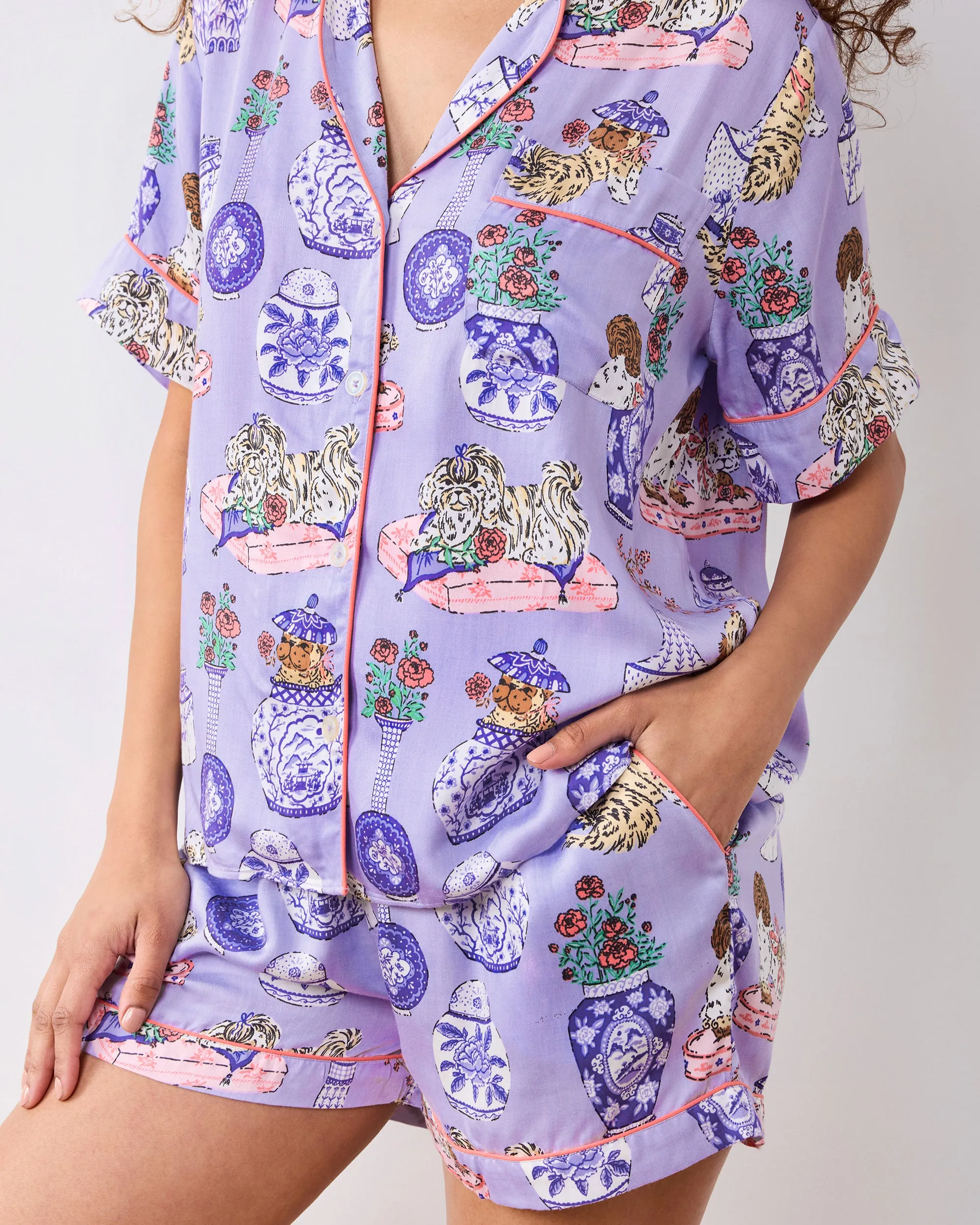 Fancy Dogs - Eco Satin Classic Short Set - Lavender Glaze sold by Printfresh product image thumbnail 3