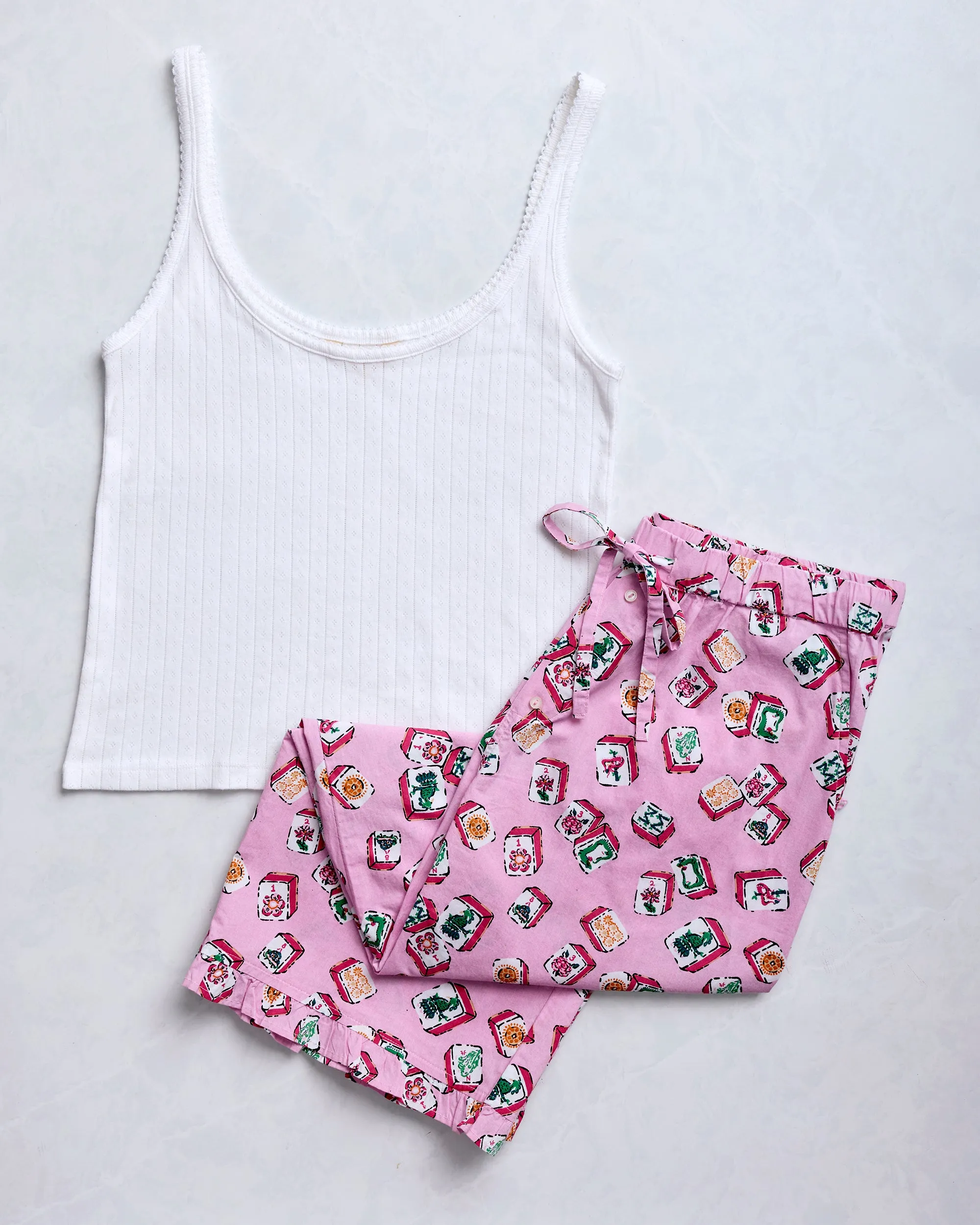 Lucky Tiles - Ruffle Cropped Pants & Esme Tank Bundle - Multi sold by Printfresh