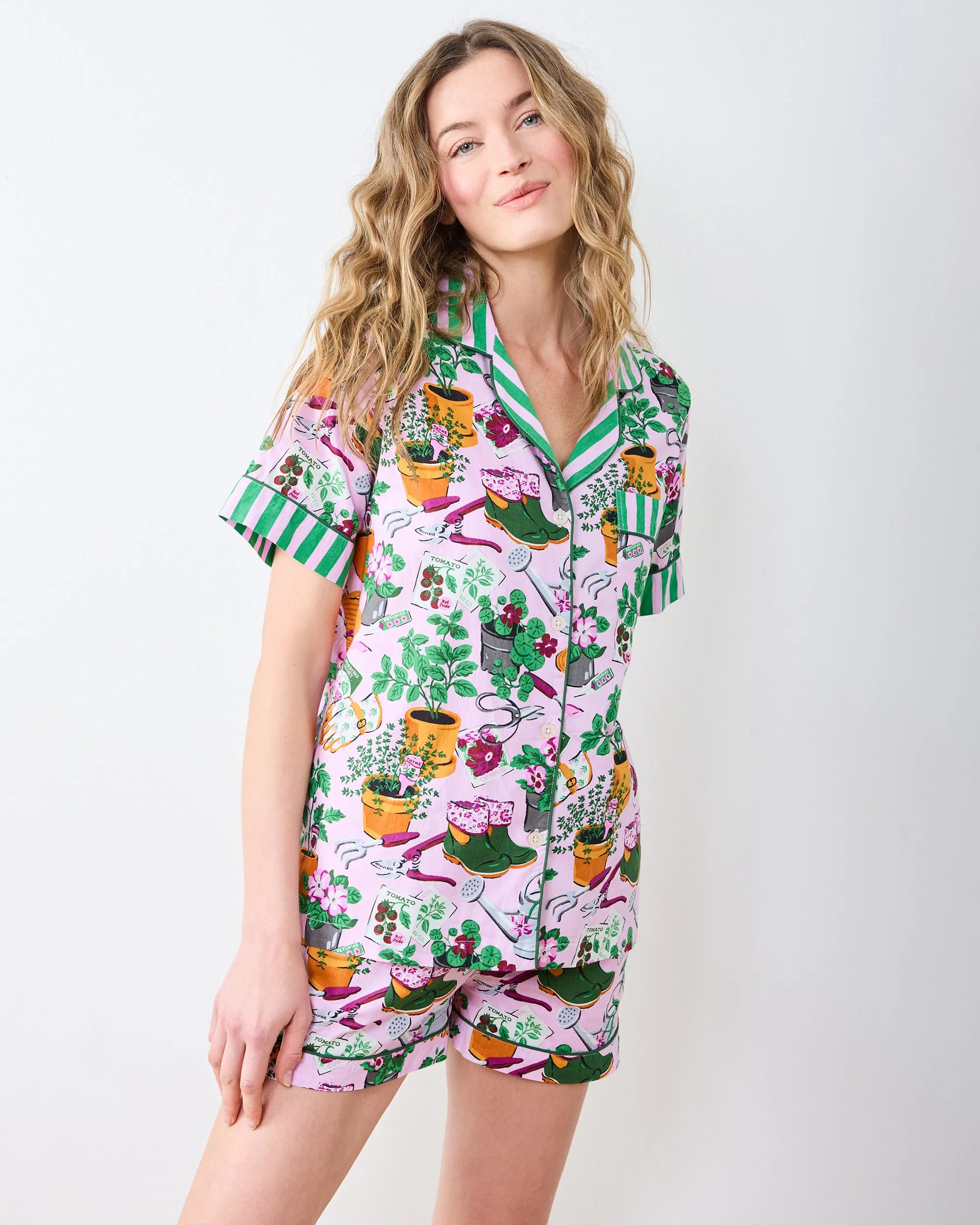 Green Thumb - Short PJ Set - Pink Cosmos sold by Printfresh product image thumbnail 4