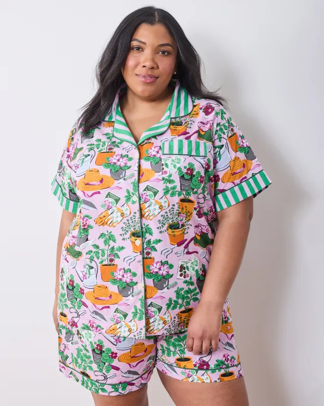 Green Thumb - Short PJ Set - Pink Cosmos made by Printfresh
