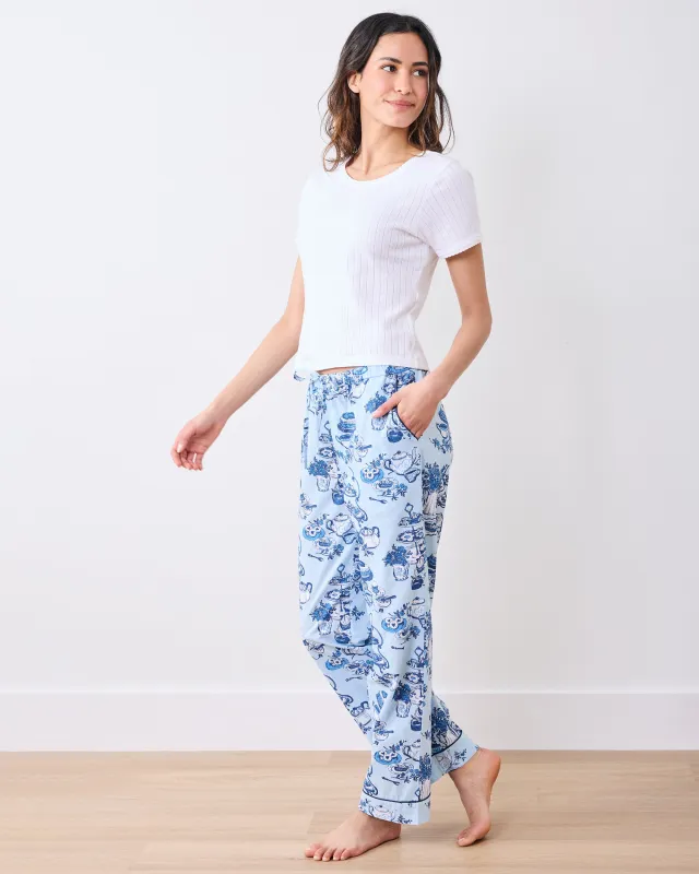 High Tea Toile - PJ Pants - Notting Hill Blue made by Printfresh