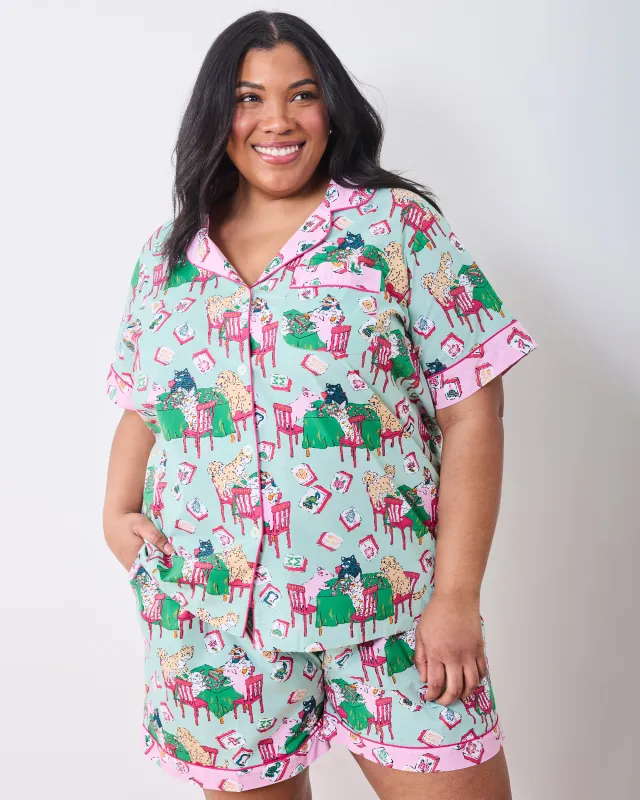 Mah Jongg Menagerie - Short PJ Set - Pale Jade made by Printfresh