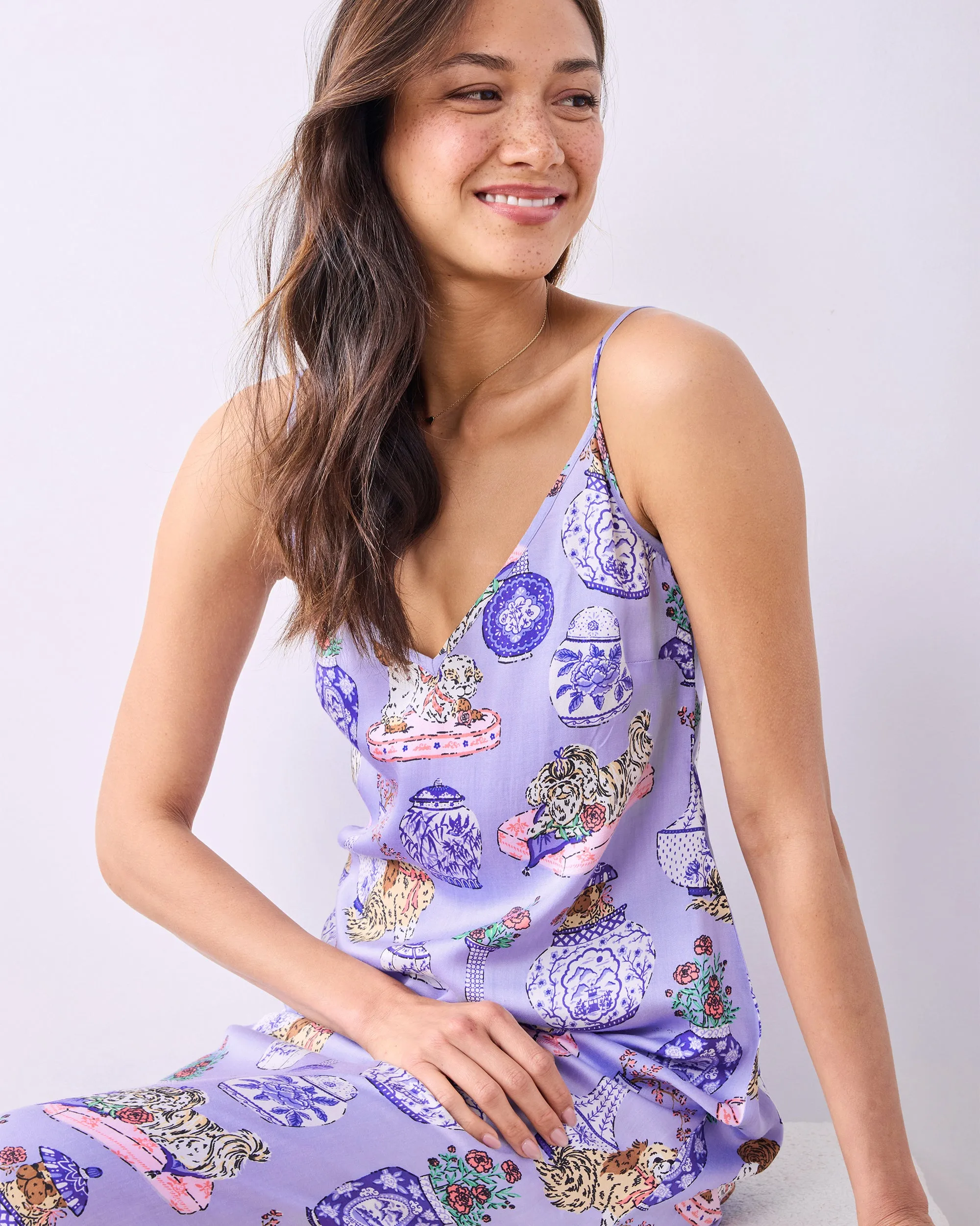 Fancy Dogs - Eco Satin Chic to Sleep Nightie - Lavender Glaze sold by Printfresh product image thumbnail 5