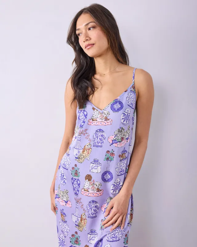 Fancy Dogs - Eco Satin Chic to Sleep Nightie - Lavender Glaze made by Printfresh