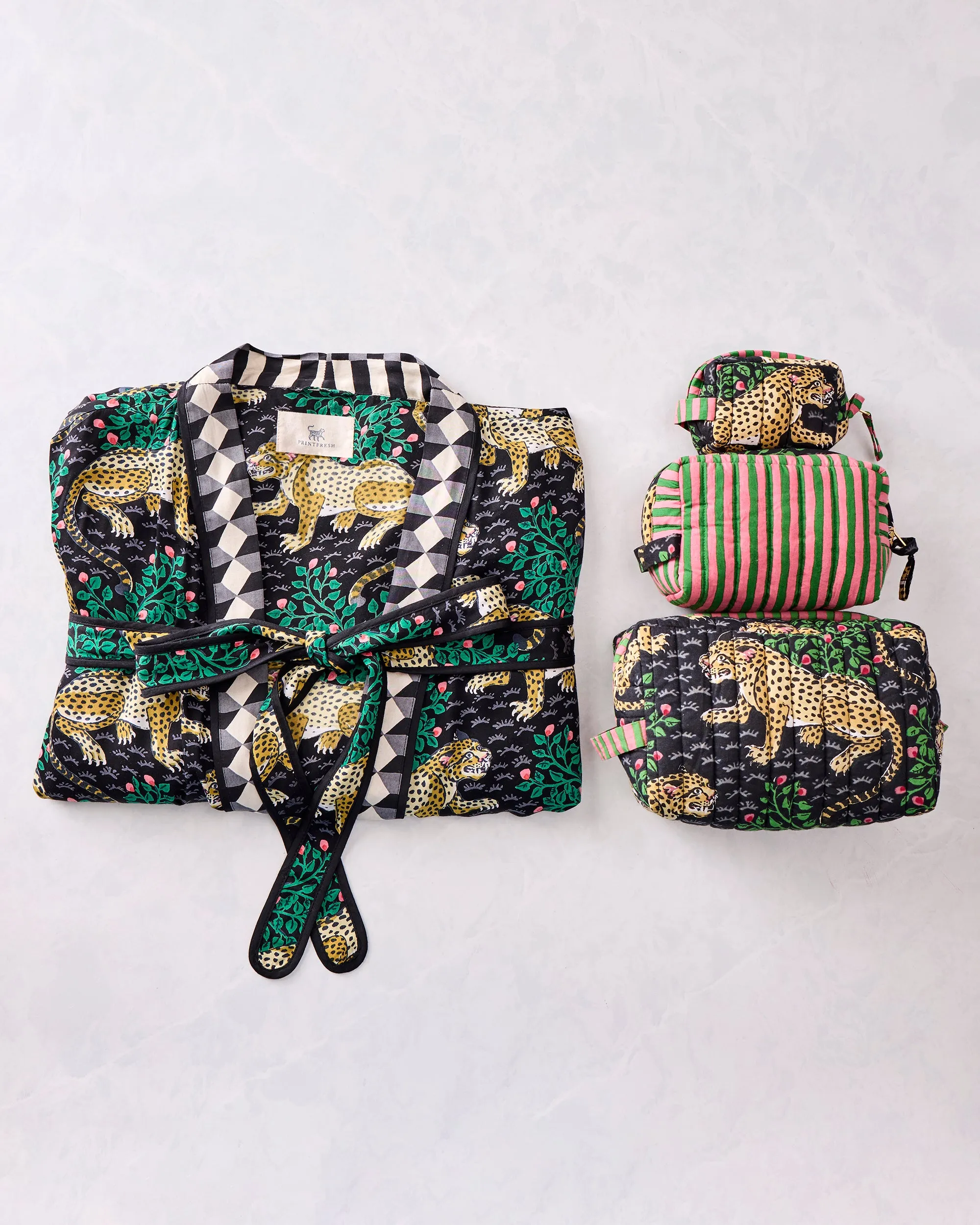 Bagheera - Eco Satin Robe & Pouches Bundle - Ink sold by Printfresh