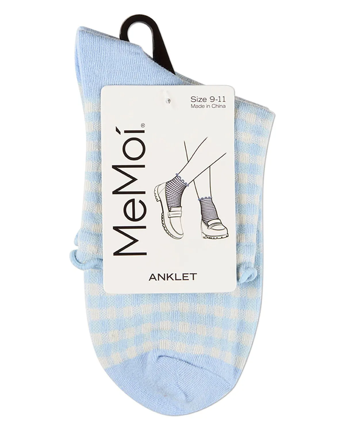 Blue Check - Gingham Anklet Sock - Infinity Classics sold by Printfresh product image thumbnail 2