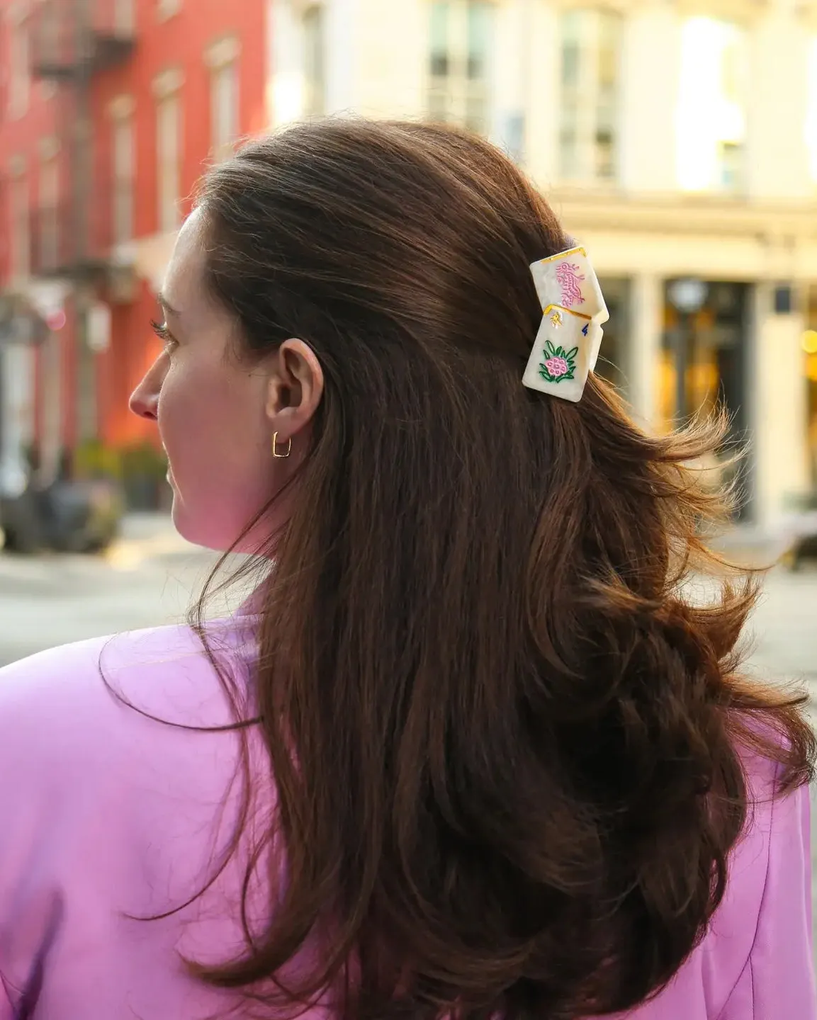 Ivory Combo - Hand Painted Mini Flower Mahjong Claw Clip - Solar Eclipse sold by Printfresh product image thumbnail 4