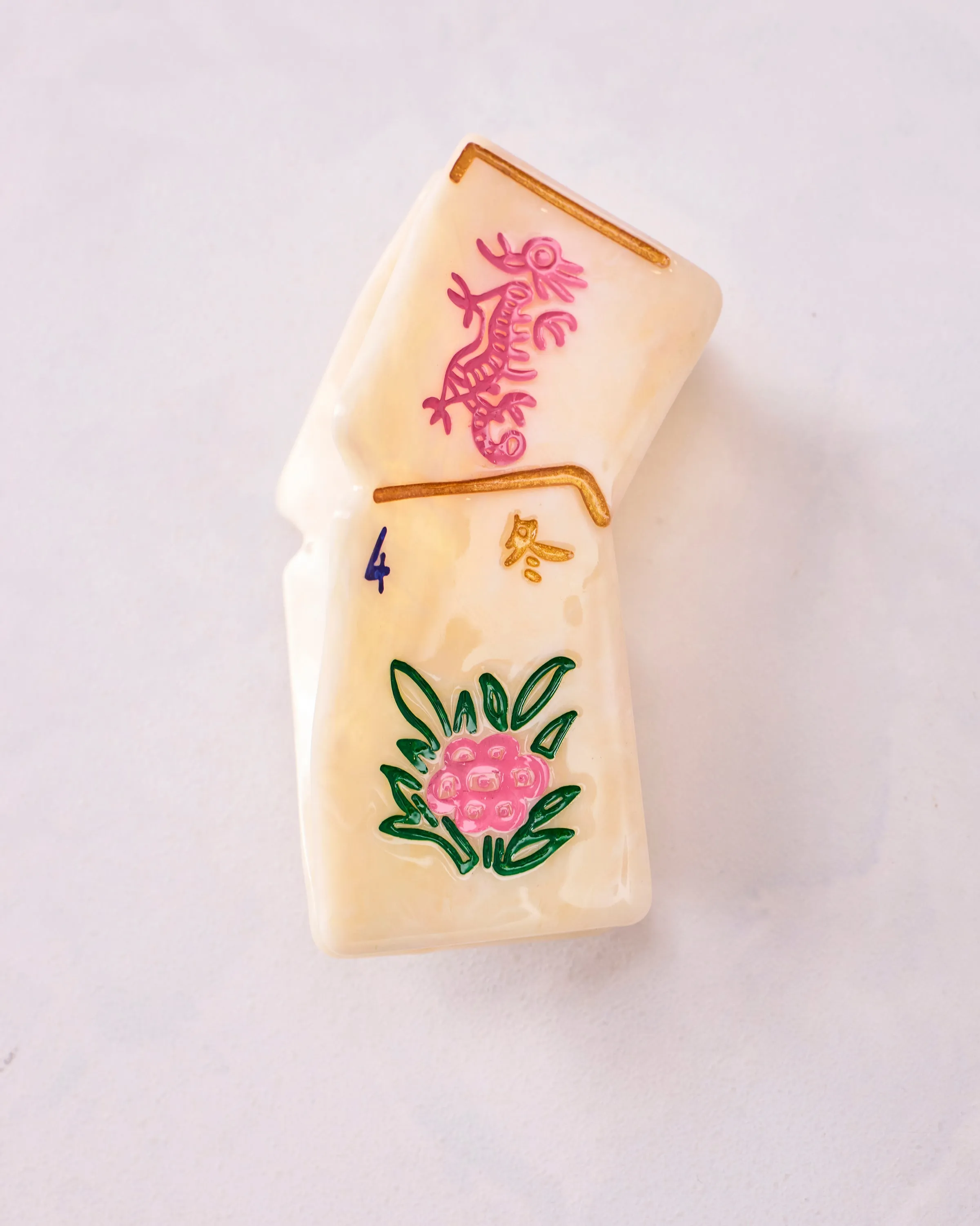 Ivory Combo - Hand Painted Mini Flower Mahjong Claw Clip - Solar Eclipse sold by Printfresh product image thumbnail 3