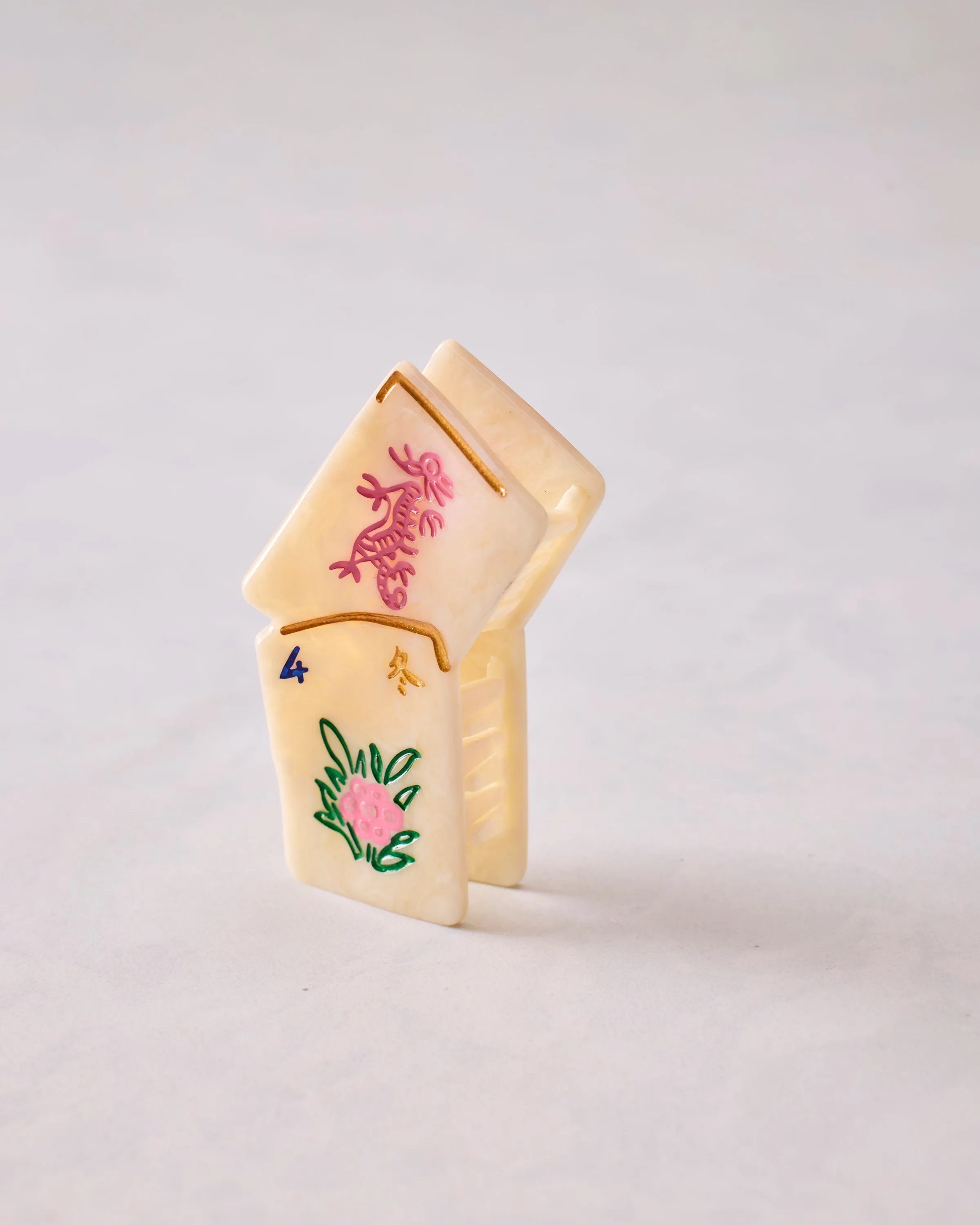 Ivory Combo - Hand Painted Mini Flower Mahjong Claw Clip - Solar Eclipse sold by Printfresh product image thumbnail 2